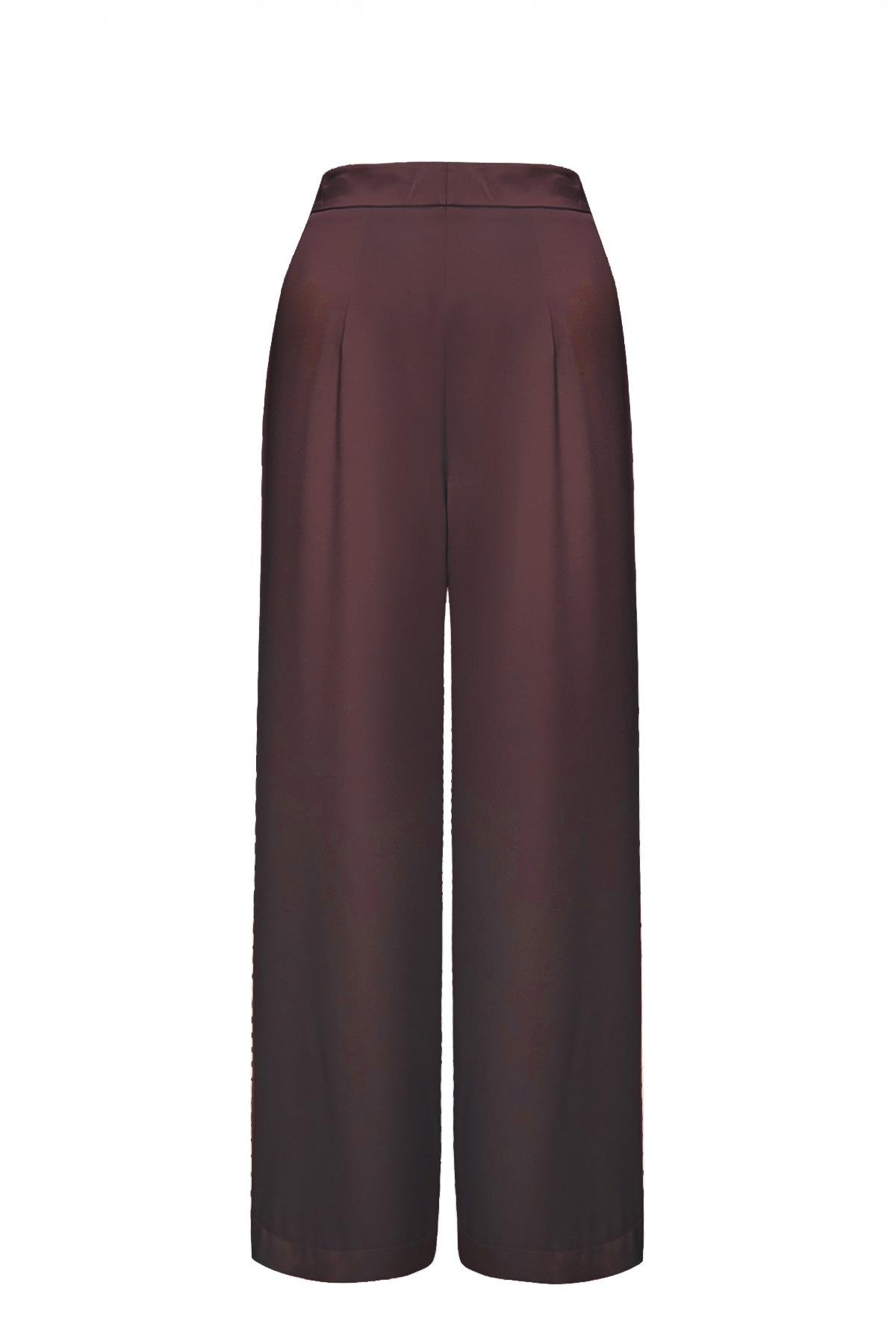 Cristalle Yüksek Bel Pileli Havuç Pantolon Bordo