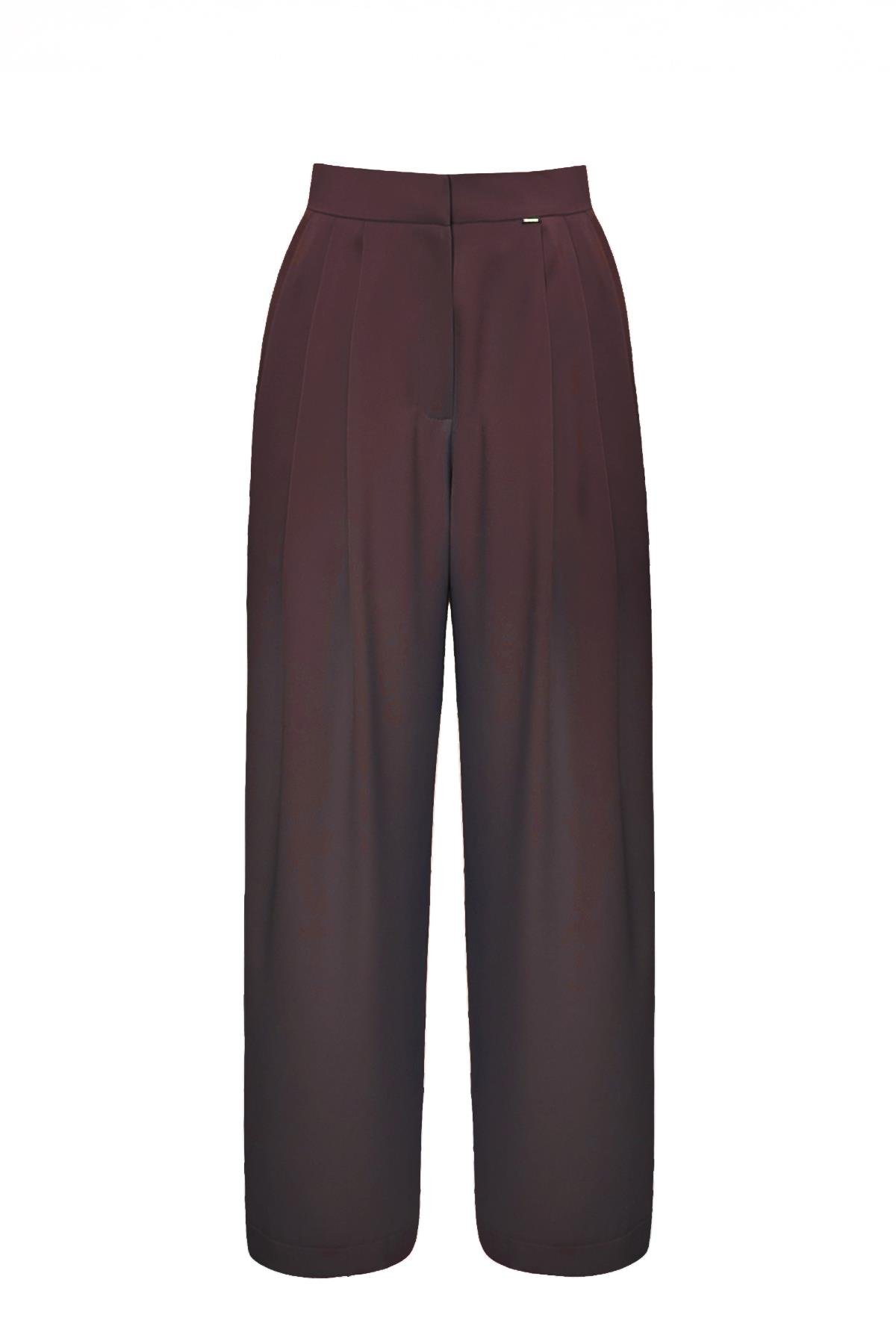 Cristalle Yüksek Bel Pileli Havuç Pantolon Bordo