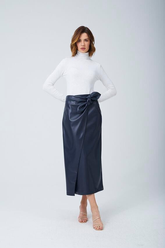 Fiyonk Deri Etek Lacivert