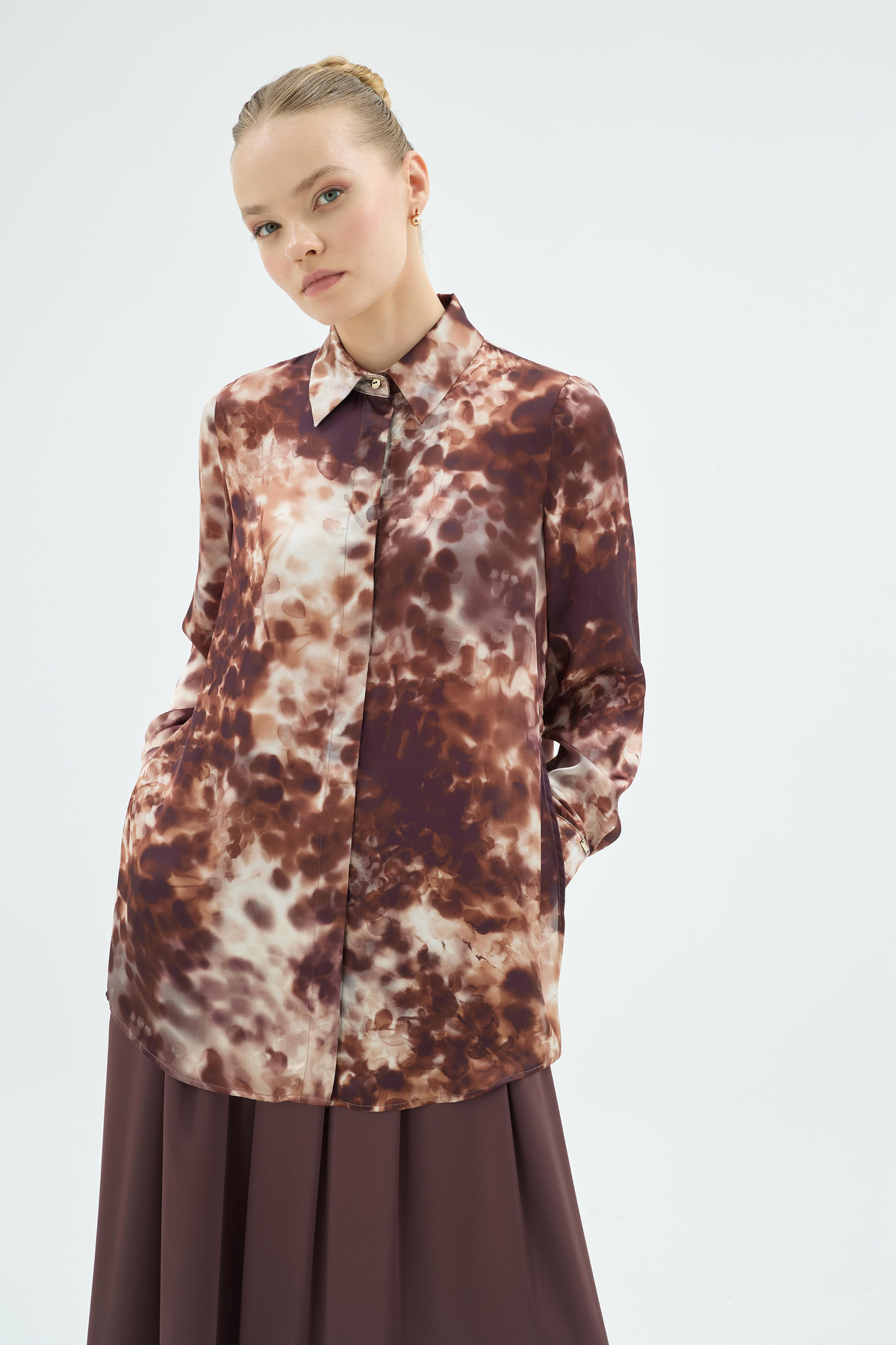 Gigi Desenli Gömlek Kahve