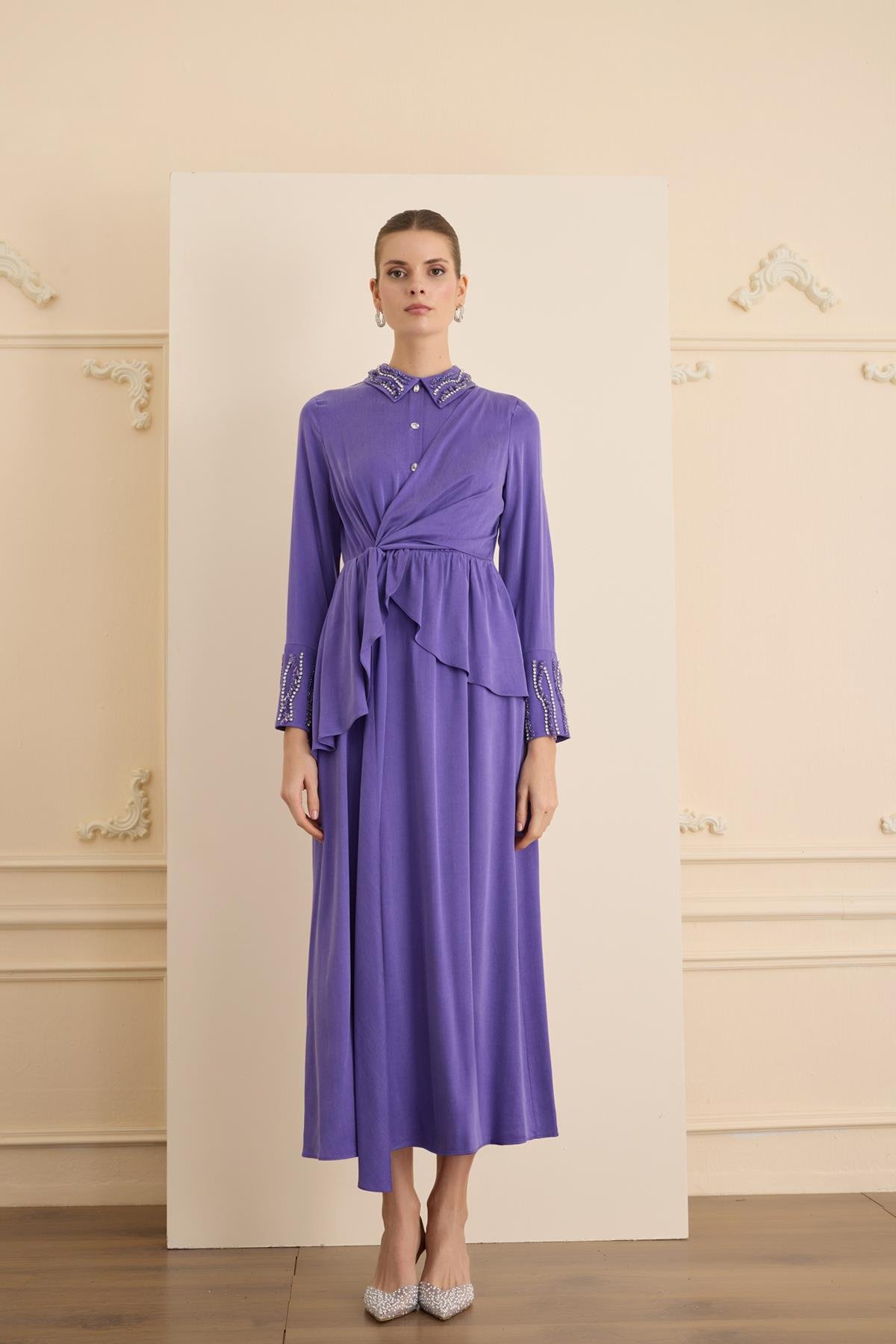 Lumiere Elbise Mor