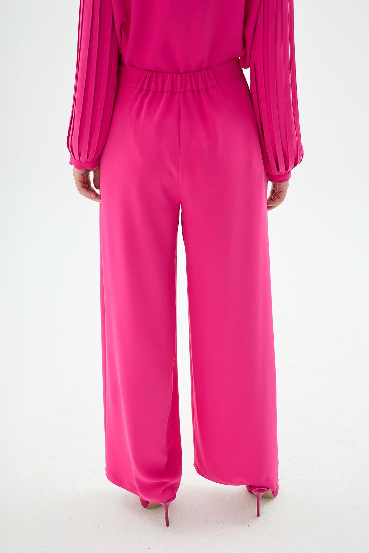Nicole Yüksek Bel DÜz Paça Pantolon Fuşya