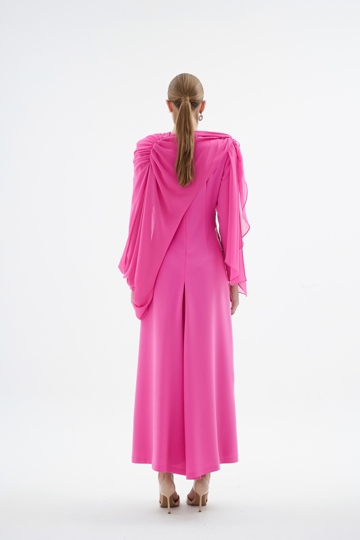 Peony Nakişli Elbise Pembe