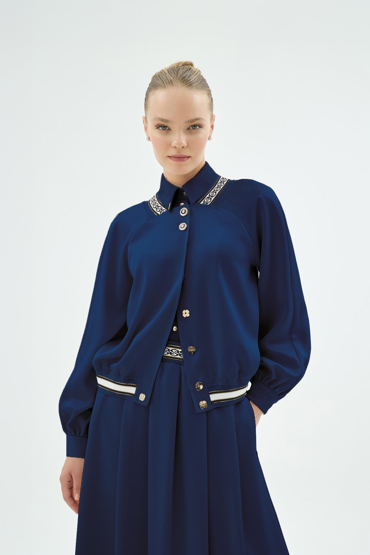 Pietra Ribana Detaylı Düğmeli Ceket Lacivert