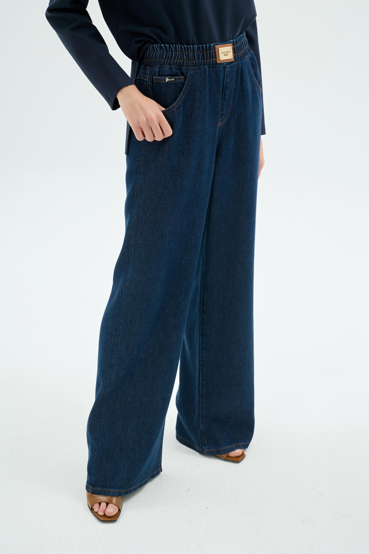 Soul Beli Lastikli Tencel Denim Pantolon Koyu Mavi