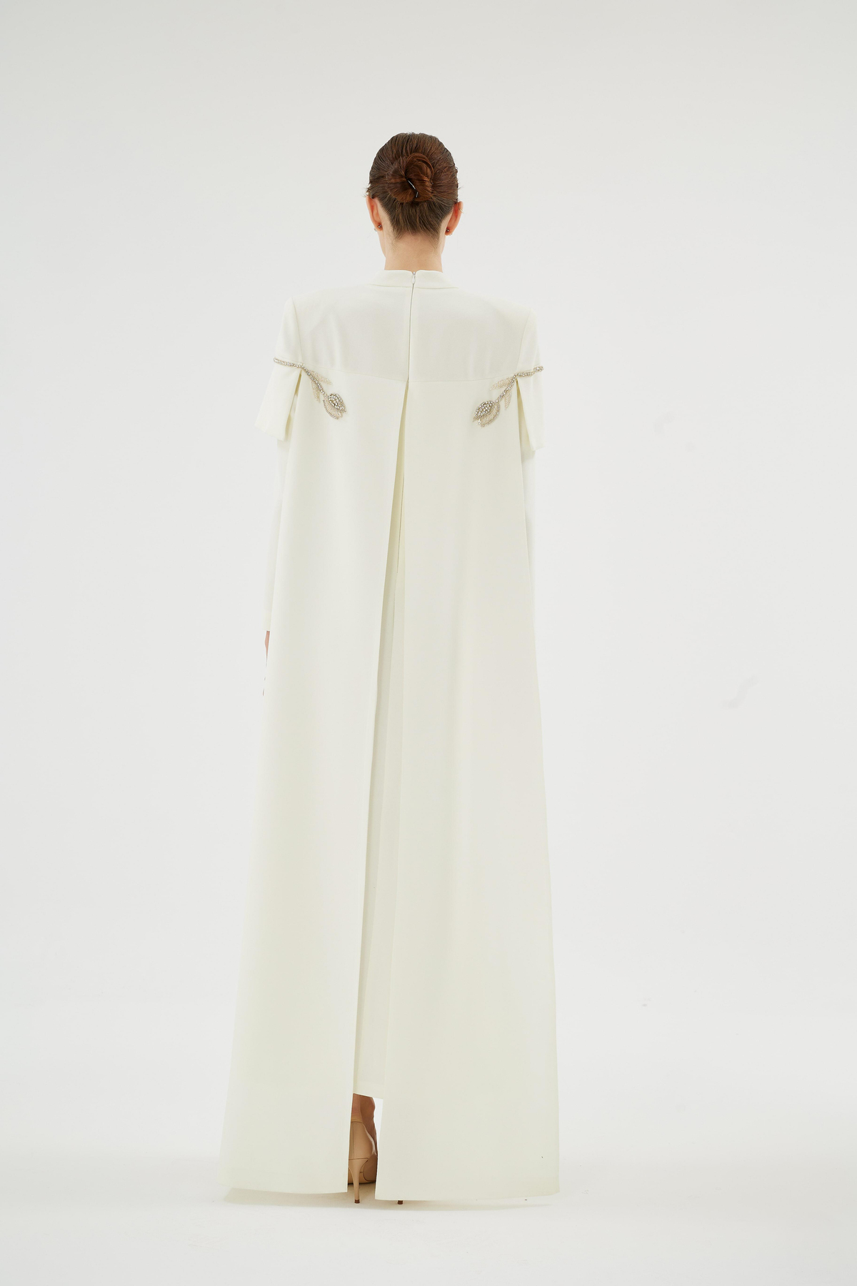 Vera Vera Lale Nakiş Desenli Şik Elbise Ekru