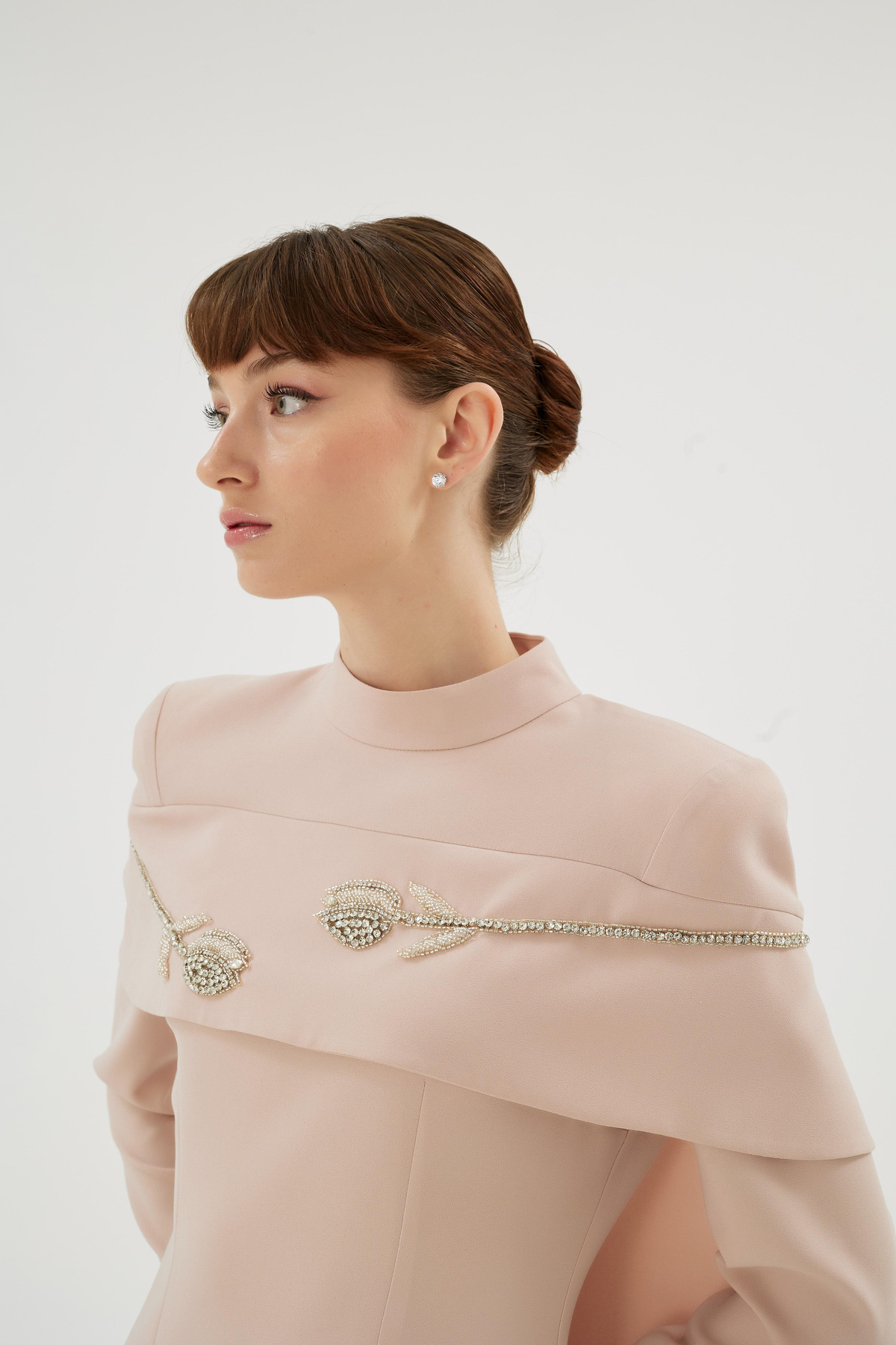 Vera Vera Lale Nakiş Desenli Şik Elbise Somon