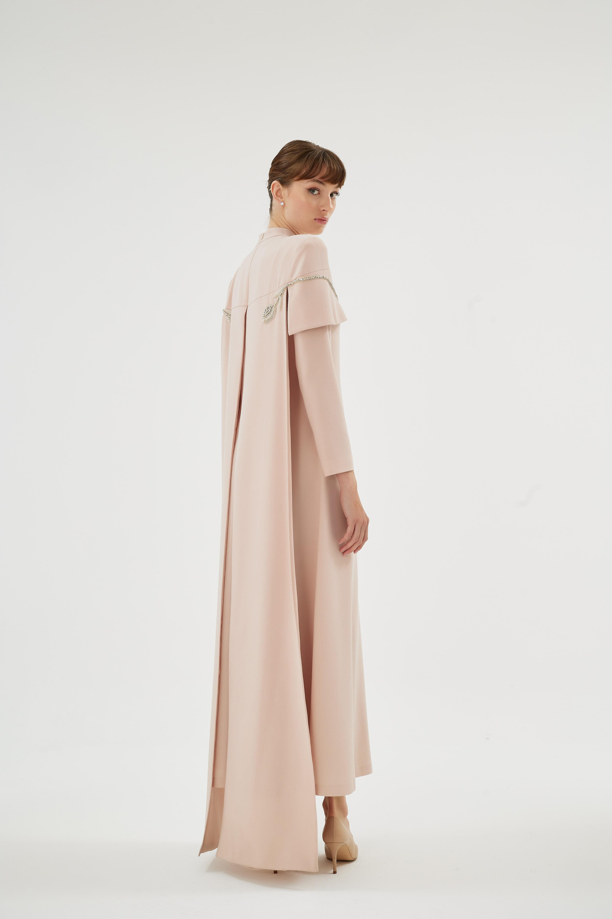 Vera Vera Lale Nakiş Desenli Şik Elbise Somon