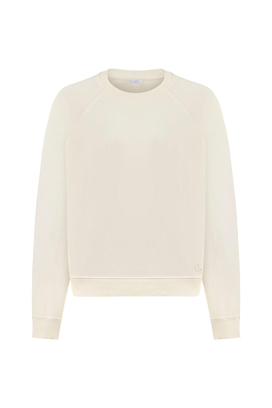 %100 Organik Pamuk Sweatshirt / Ekru