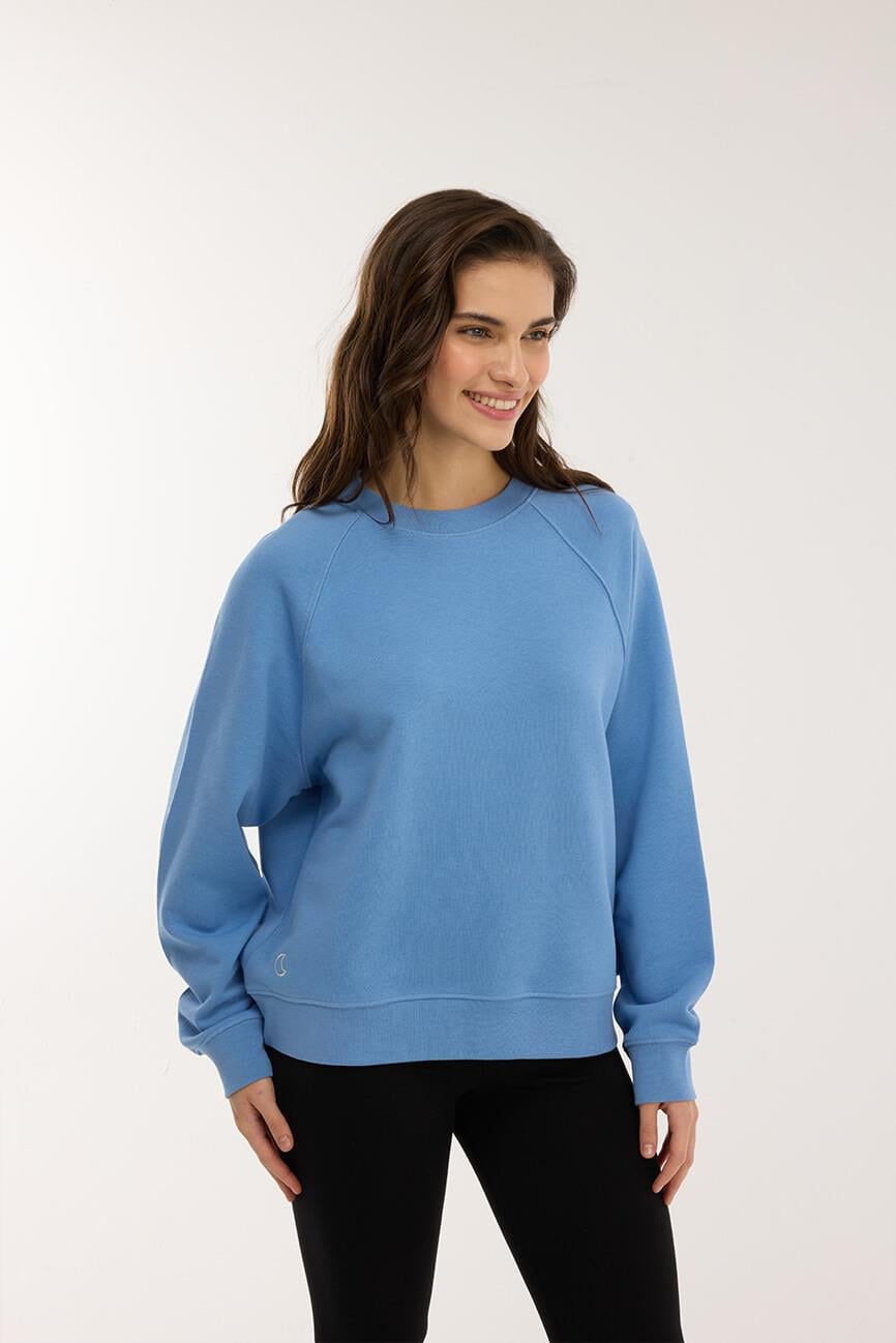 %100 Organik Pamuk Sweatshirt / Mavi