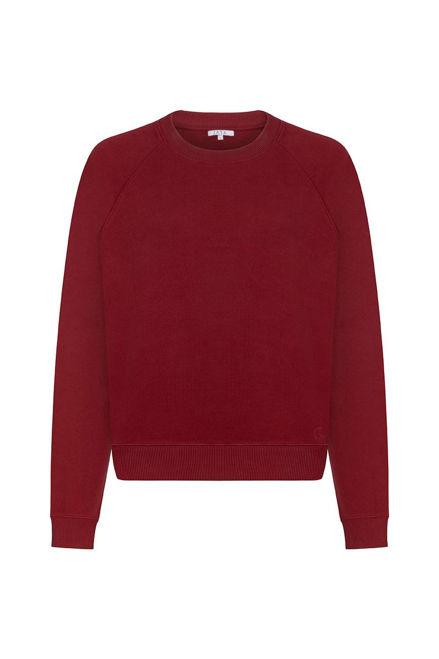 %100 Organik Pamuk Sweatshirt / Vişne
