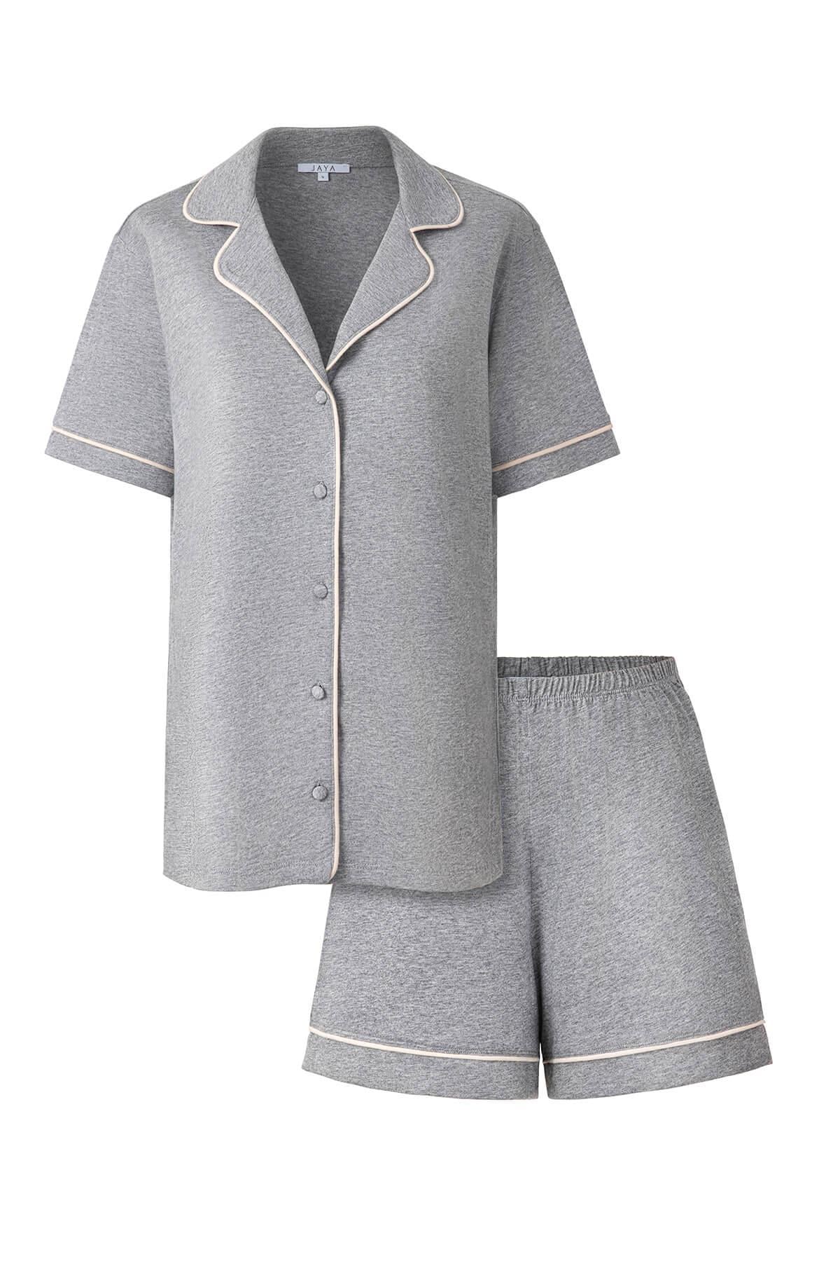 Bambu Şortlu Pijama Takımı / Gri Melanj