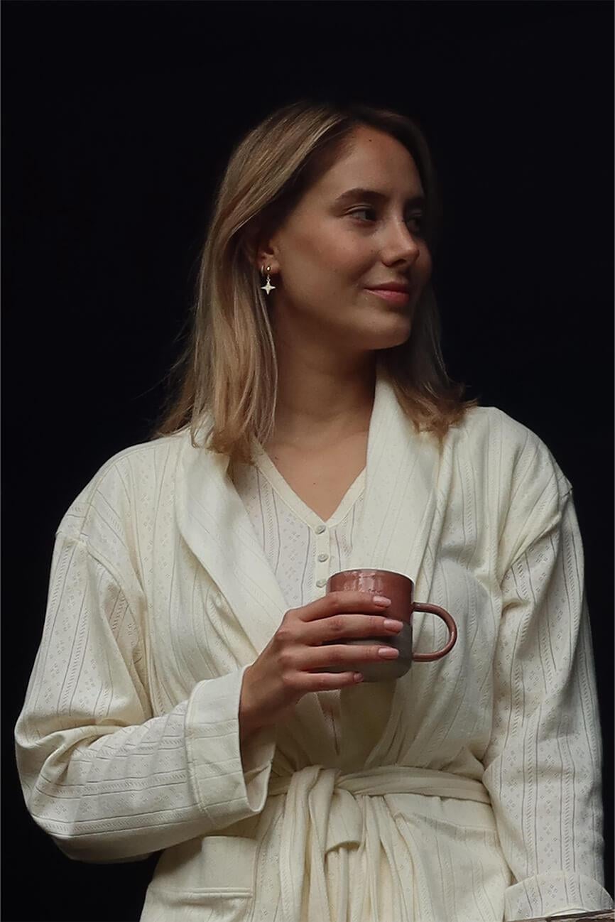 Pointelle Sabahlık / Krem