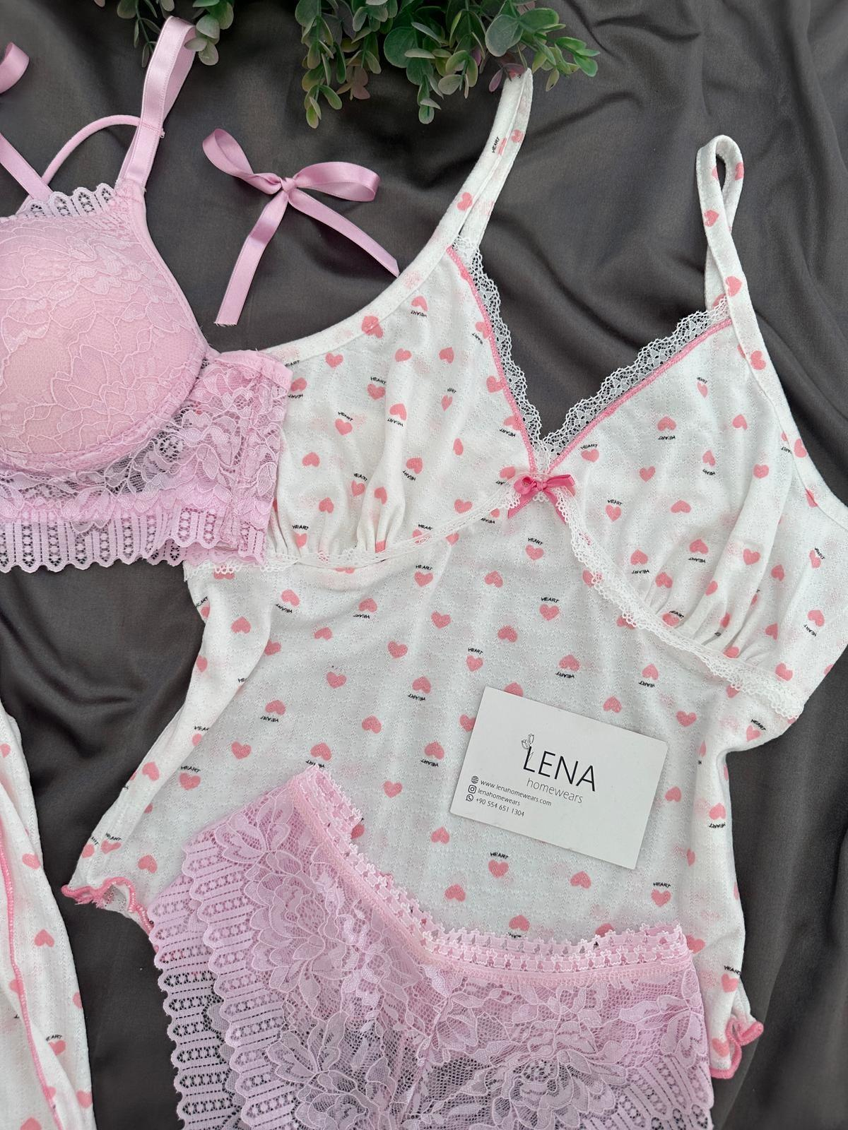  Pureks Pembe 6'lı İç Çamaşırlı Kısa Kollu Pijama Seti