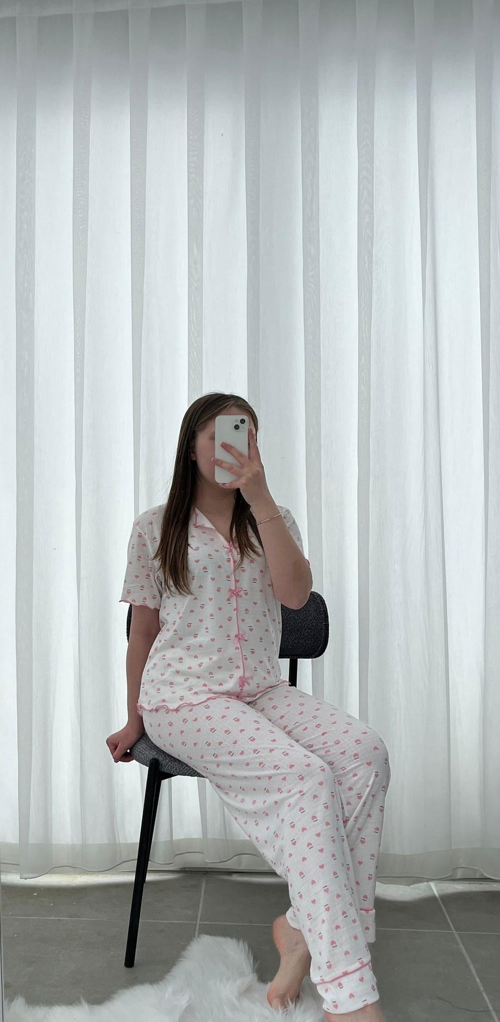  Pureks Pembe 6'lı İç Çamaşırlı Kısa Kollu Pijama Seti