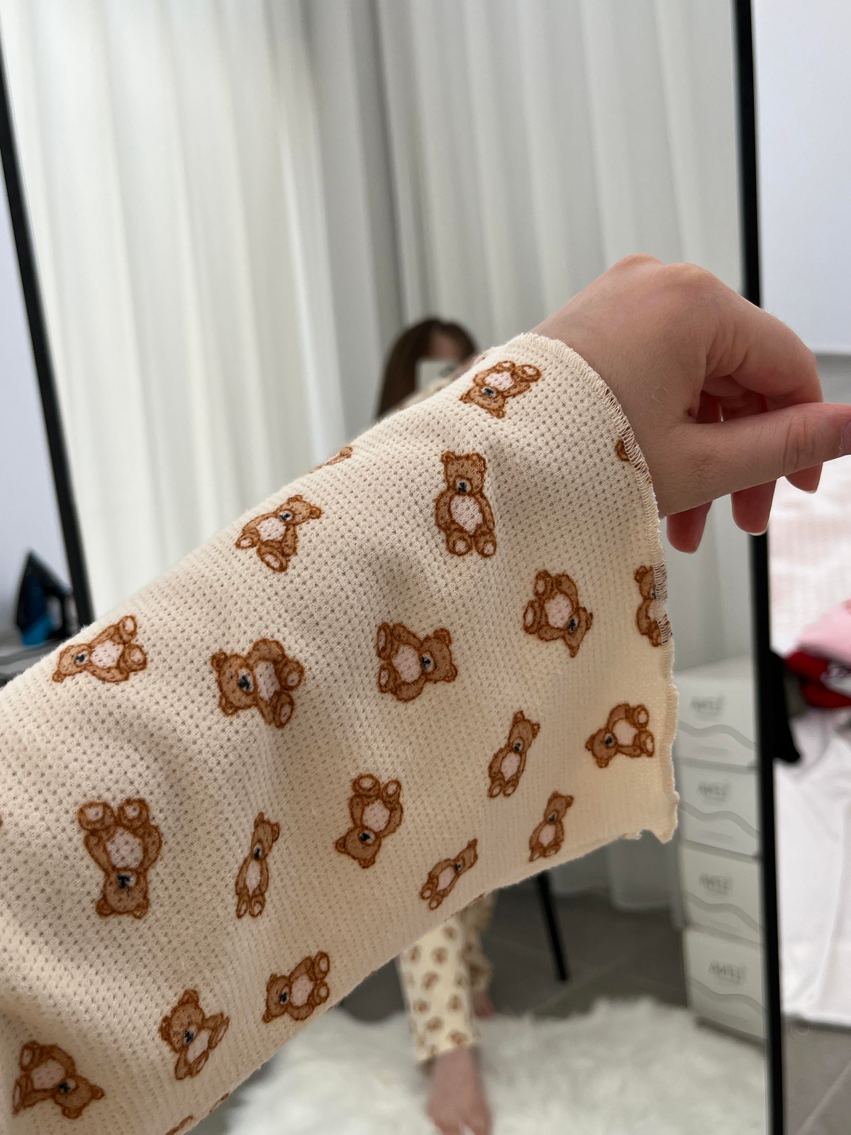 Bej Ayıcık Kol Detaylı Üç Parça Takım