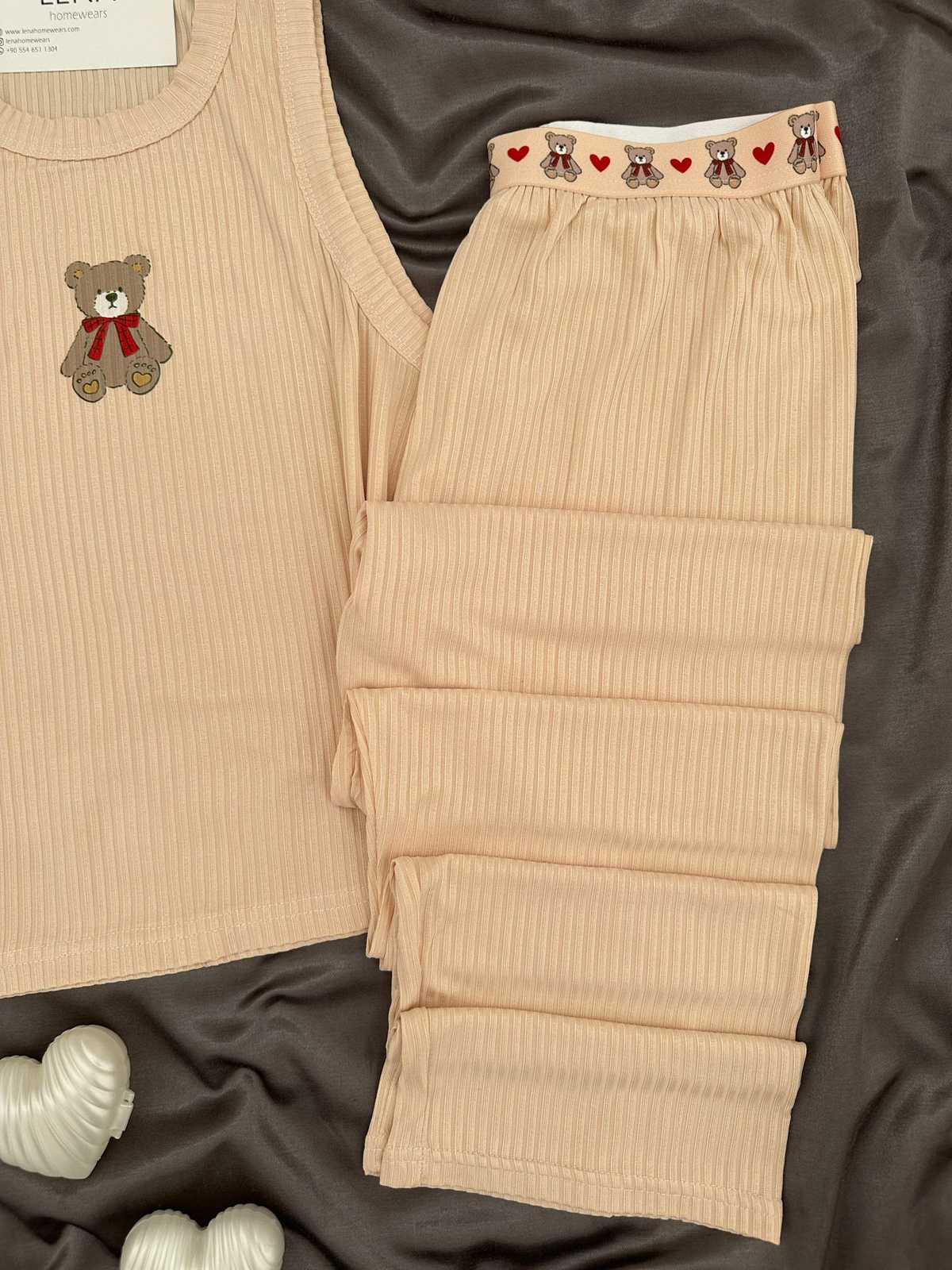Bej Miray Askılı Pijama Takımı