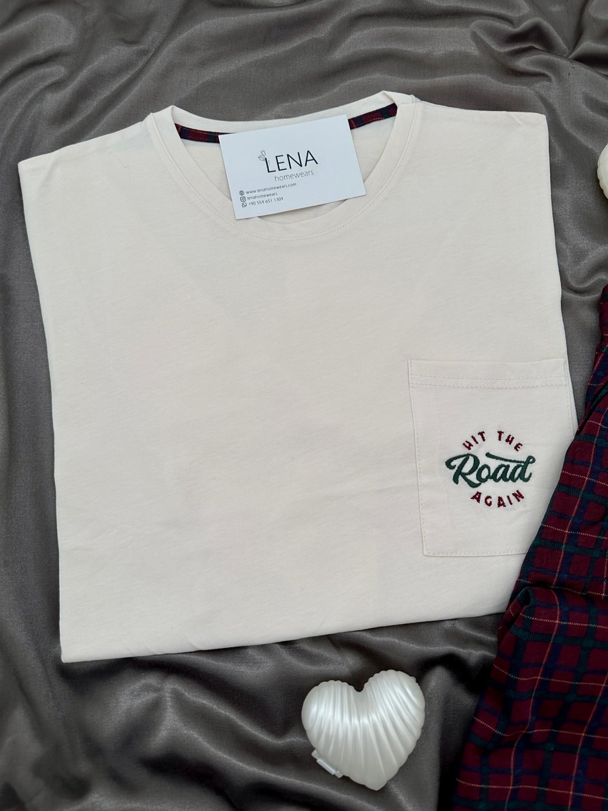Bordo Ekose Erkek Uzun kollu Pamuklu Pijama Takımı