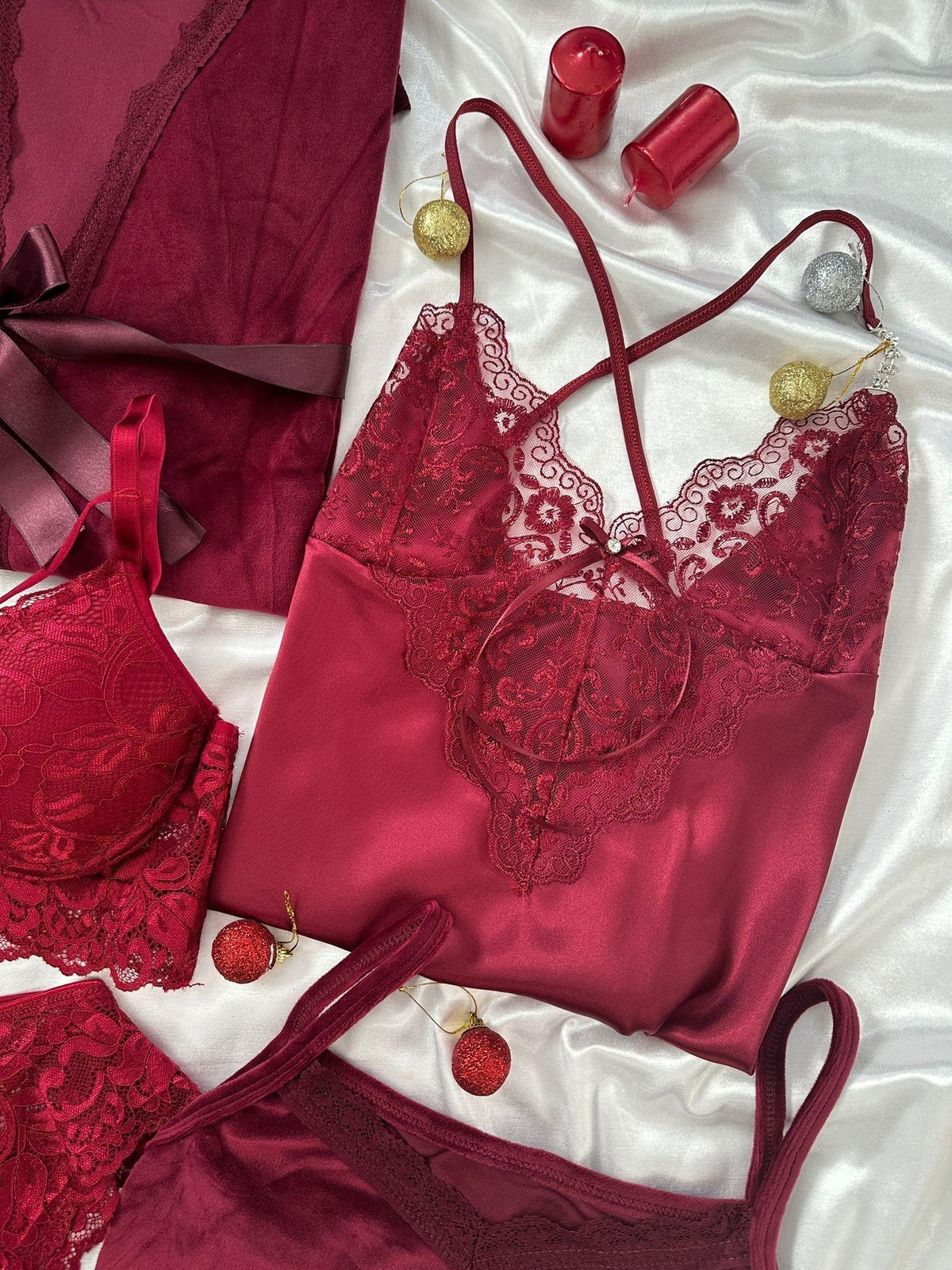 Bordo Elegant 8'li Kadın Çeyiz Seti 