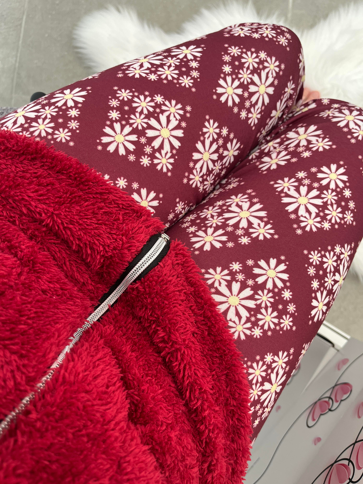 Bordo Peluş Yelekli 3'lü Takım