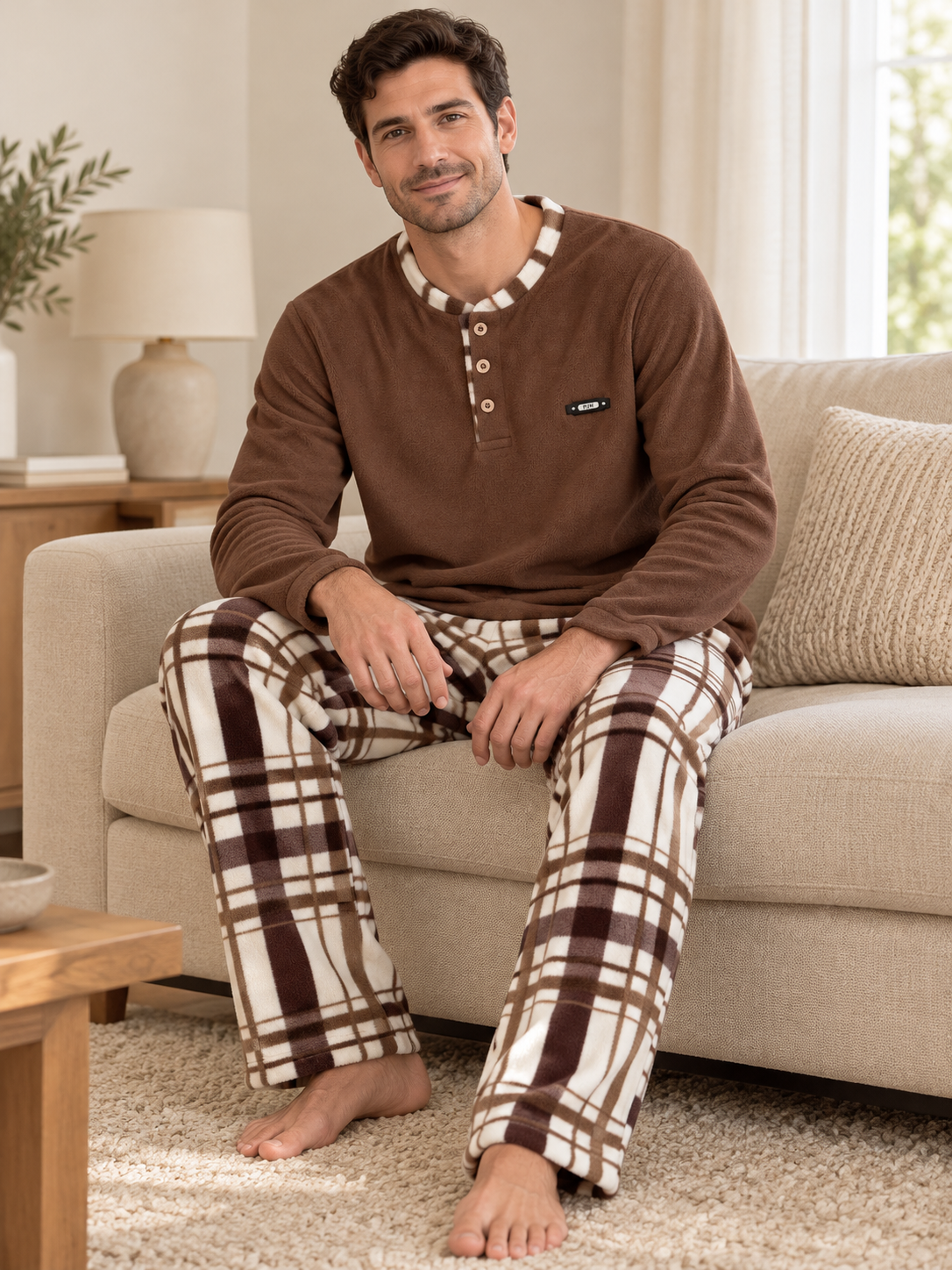 Coffe Polar Erkek Uzun kollu Pijama Takımı