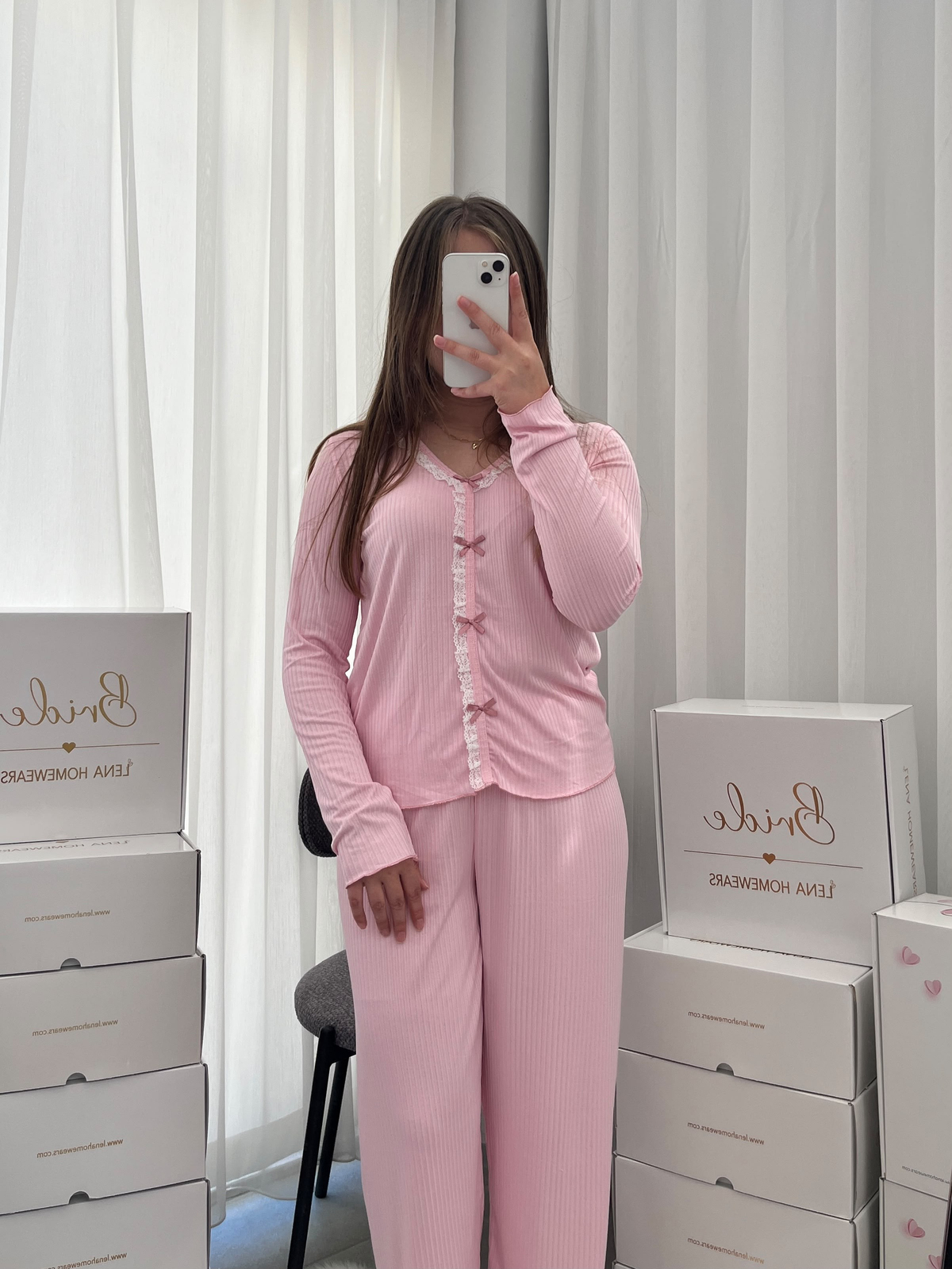 Dantella Pembe Dörtlü Pijama & İç Çamaşırı Seti