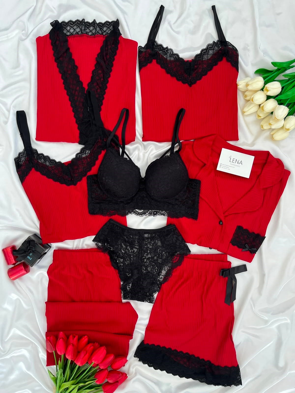 Decarte 8'li Özel Tasarım Pijama & Çamaşır Çeyiz Seti