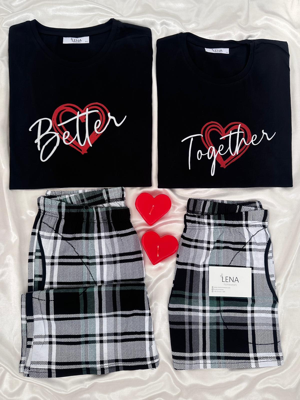 Diğer Yarım Şortlu Çift Pijama Takımı