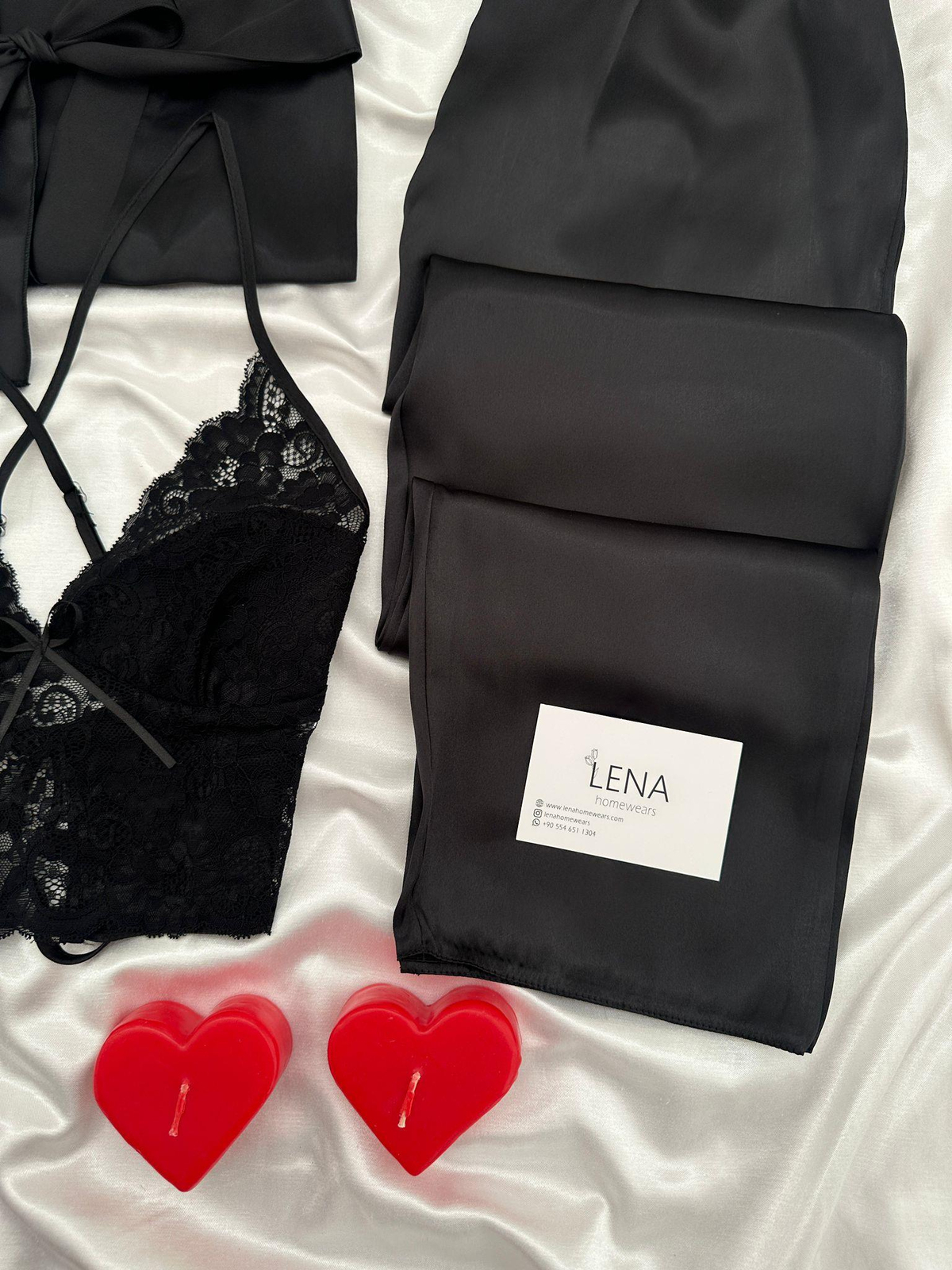 Dimitre 3'lü Lüks Saten Siyah Takım