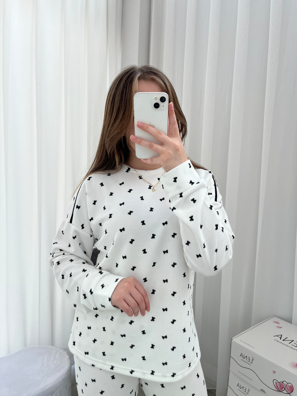 Drovse Fiyonk Desenli Dörtlü Pijama Seti