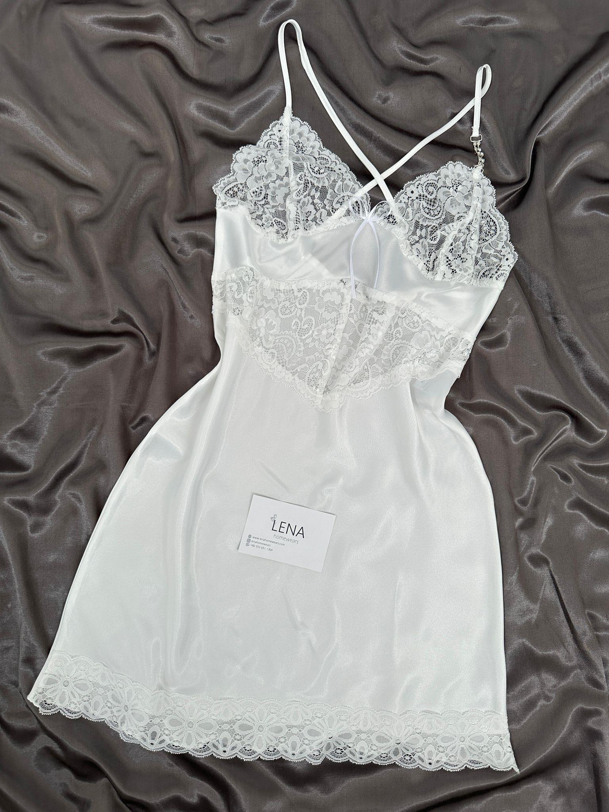 Ekru Bride Saten Gecelik