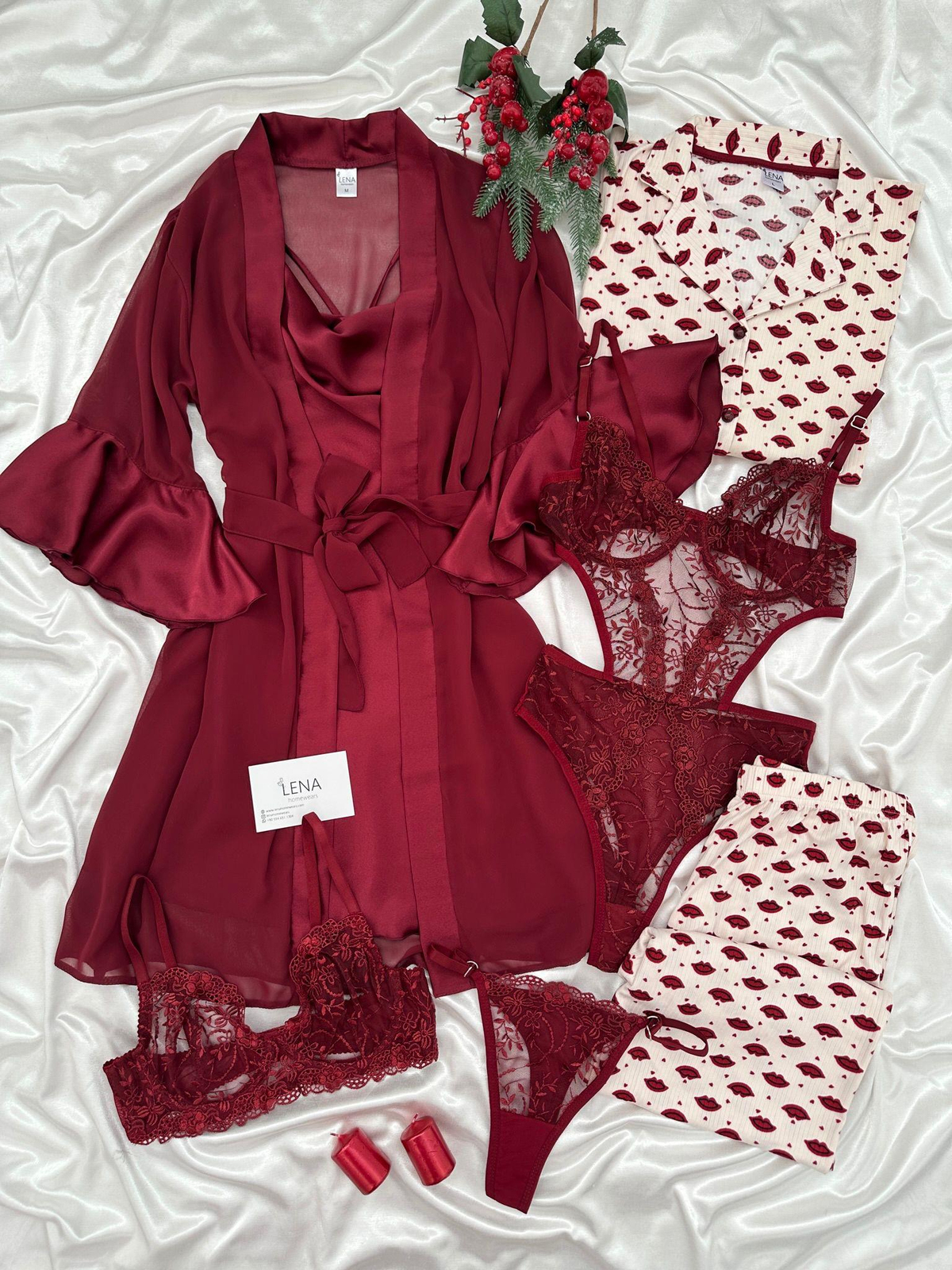 Eşsiz Bordo 7'li Çeyiz Seti