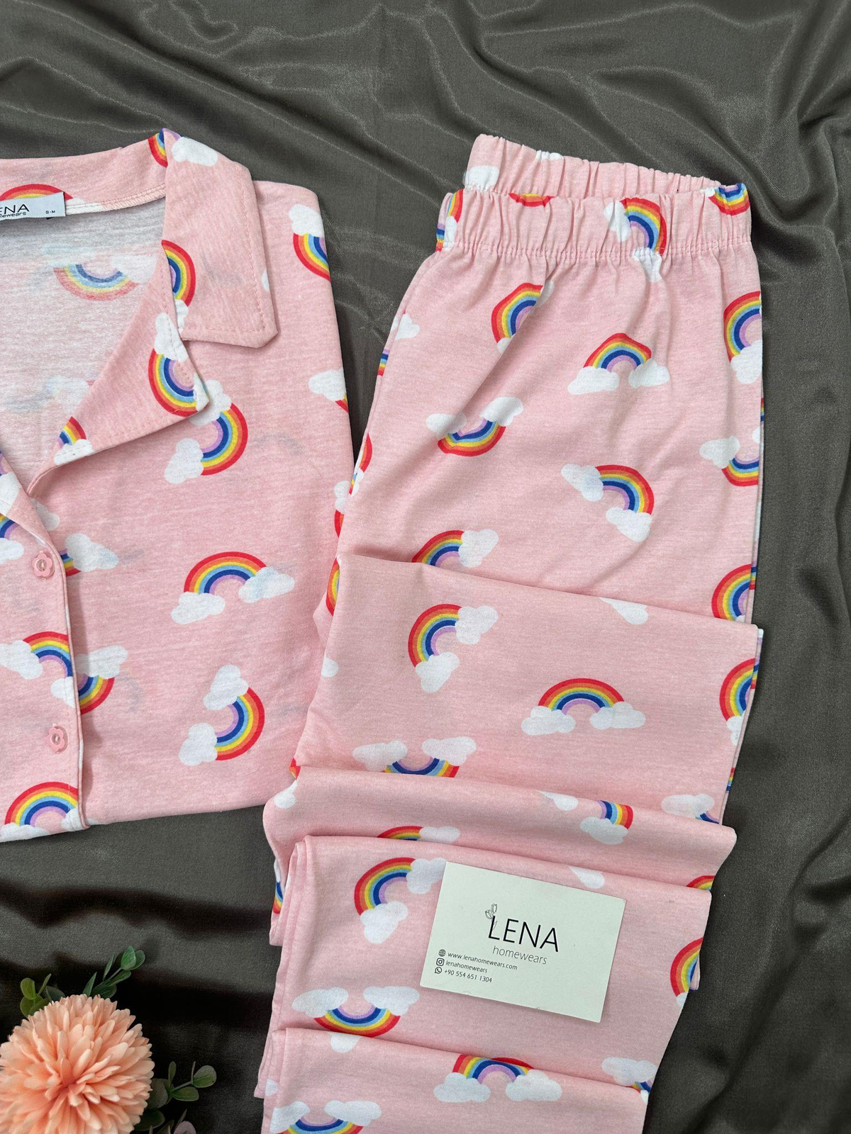 Gökkuşağı Kısa Kollu Pamuklu Pijama Takımı