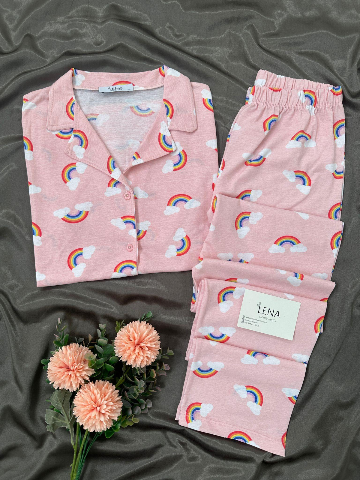 Gökkuşağı Kısa Kollu Pamuklu Pijama Takımı