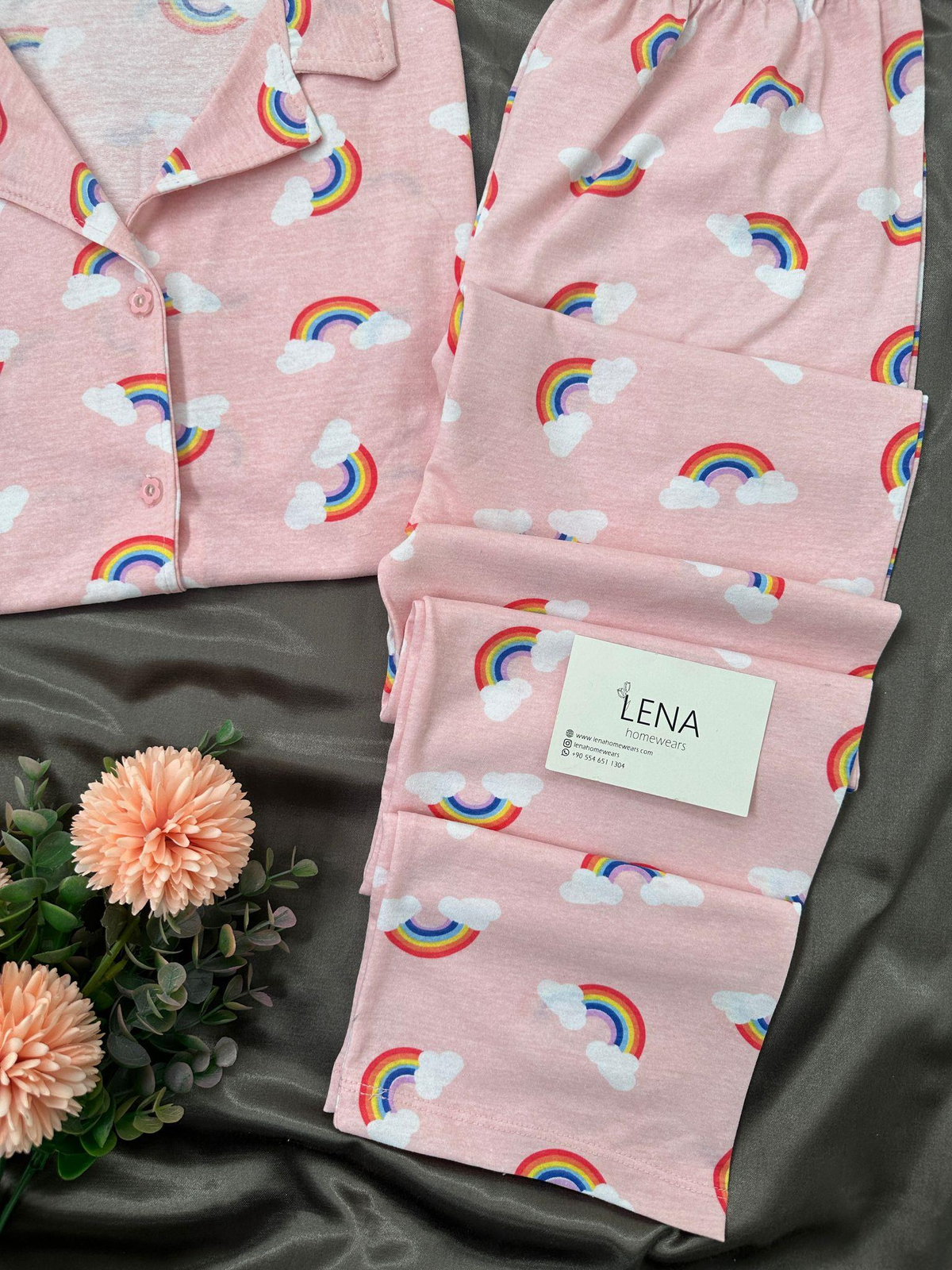 Gökkuşağı Kısa Kollu Pamuklu Pijama Takımı