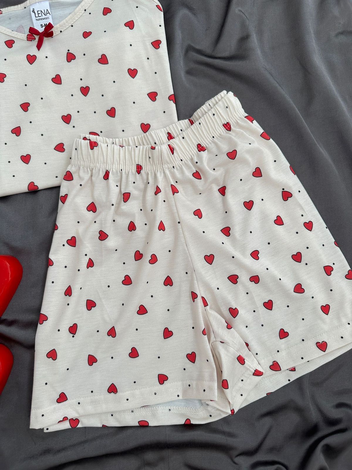 Kalp Benek Şortlu Pijama Takımı