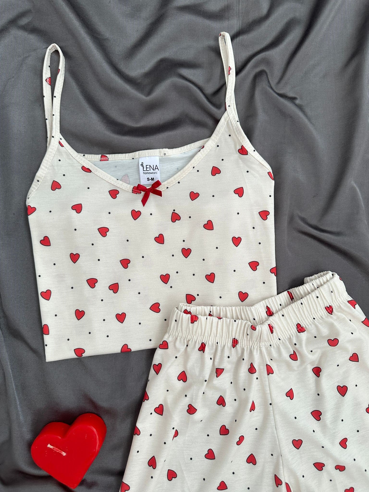 Kalp Benek Şortlu Pijama Takımı
