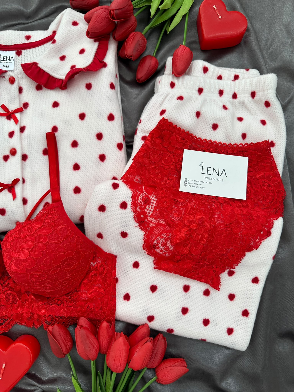 Kalpli Yaka Detaylı Waffle 4'lü Pijama Takımı 