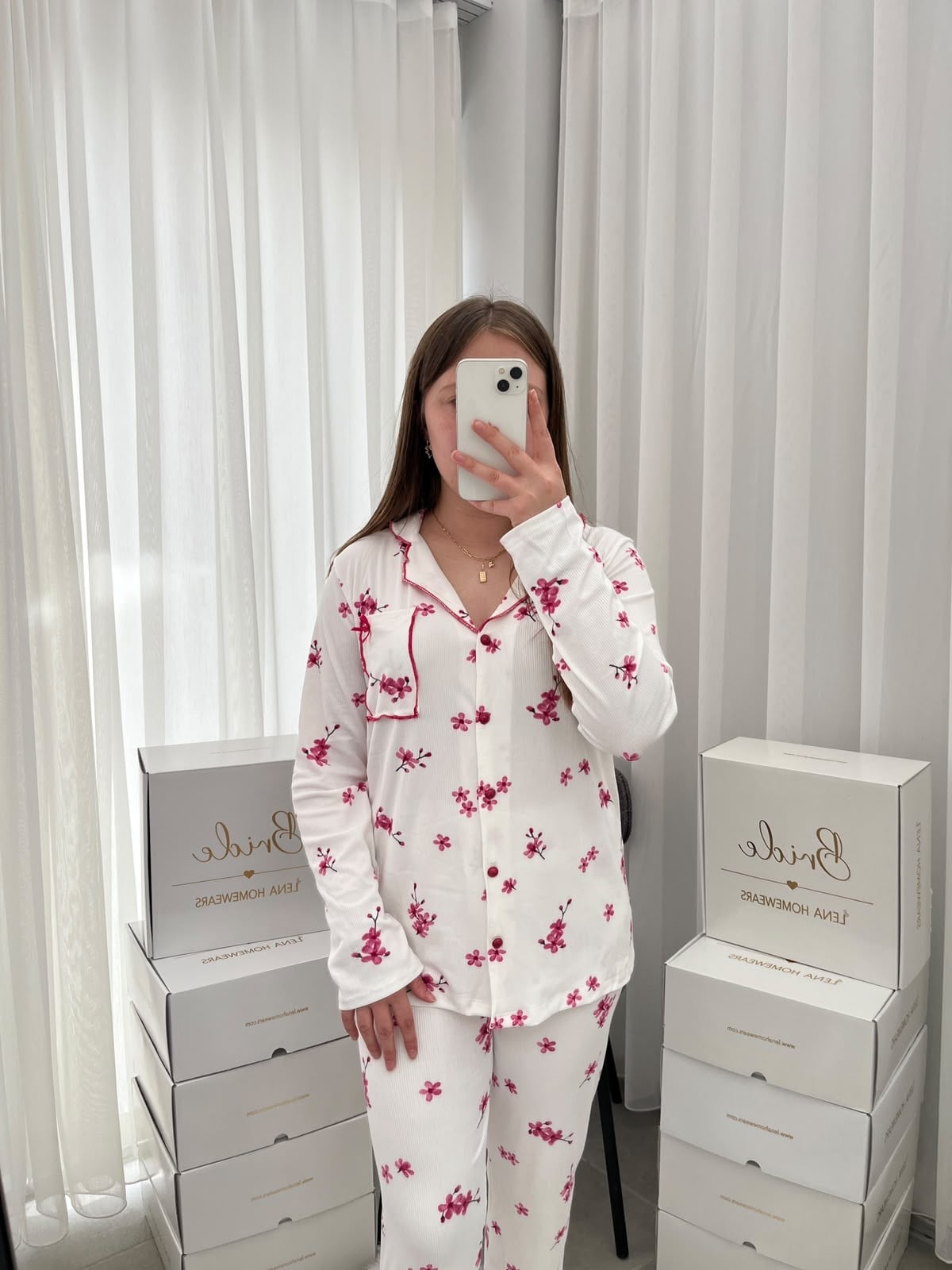 Kiraz Çiçeği 4'lü Pijama & Çamaşır Seti