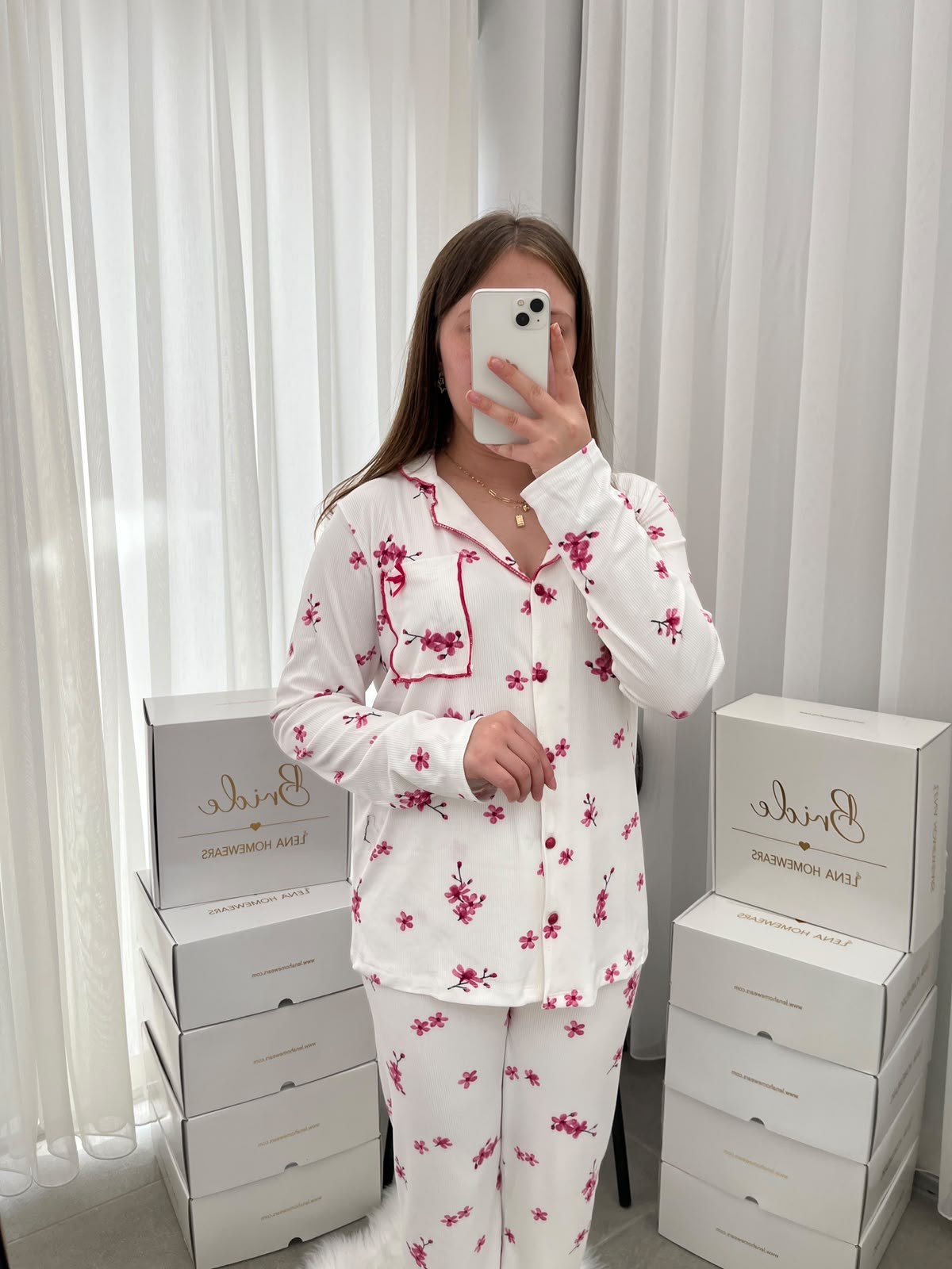 Kiraz çiçeği Uzun Kollu Berlin Pijama Takımı