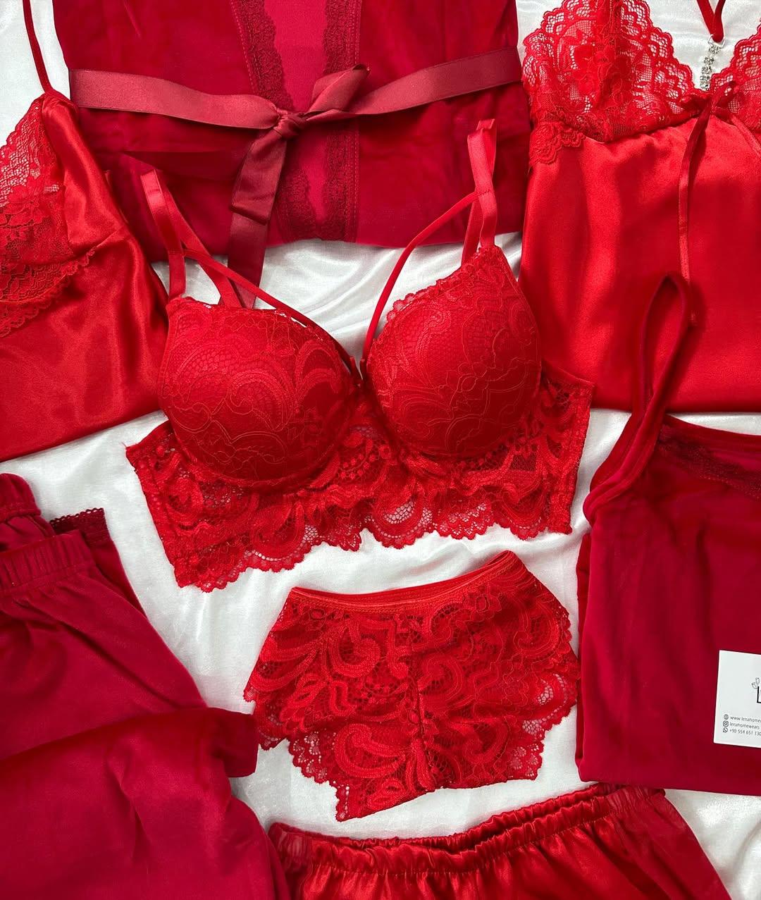 Kırmızı Elegant 8'li Kadın Çeyiz Set