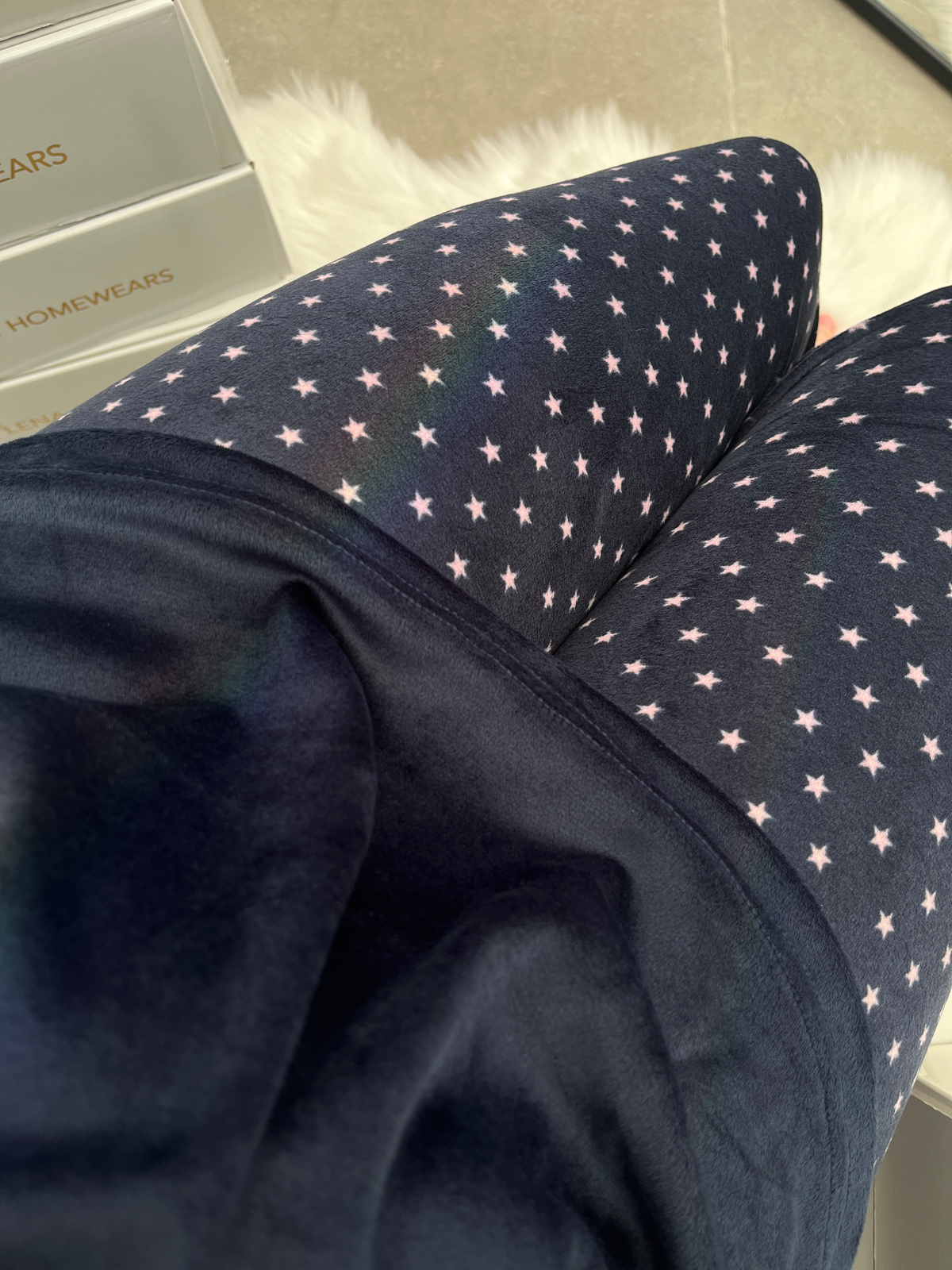 Lacivert İşlemeli 4'lü Fransız Kadife Pijama Takımı