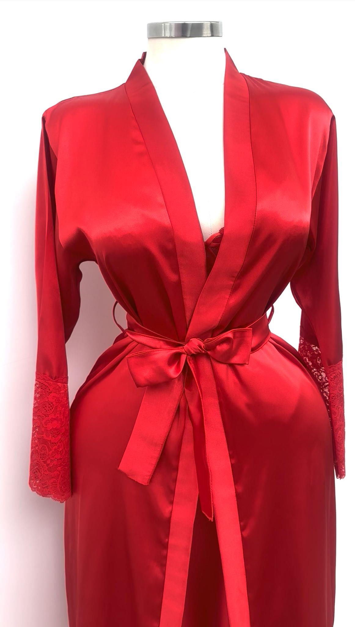 Lady İconic Kırmızı Destekli Gecelik & Sabahlık Takımı