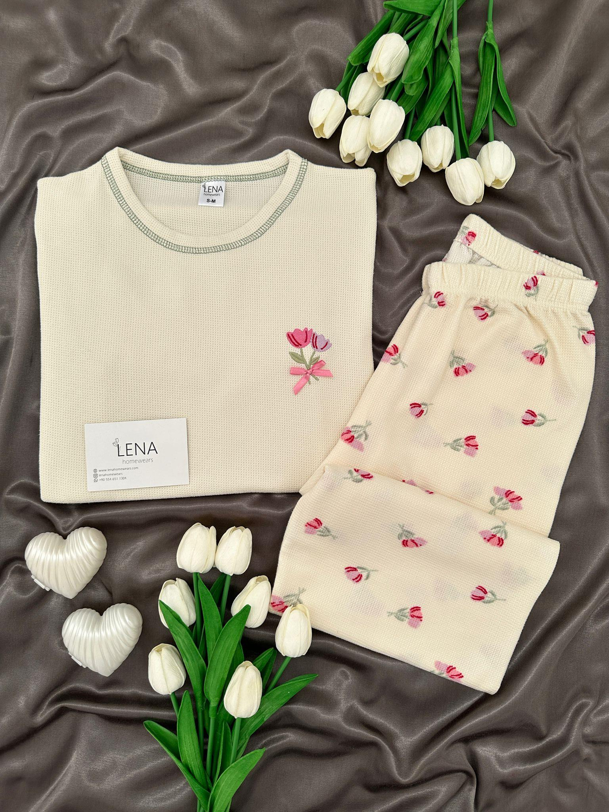 Lale Devri Waflle Pijama Takım 