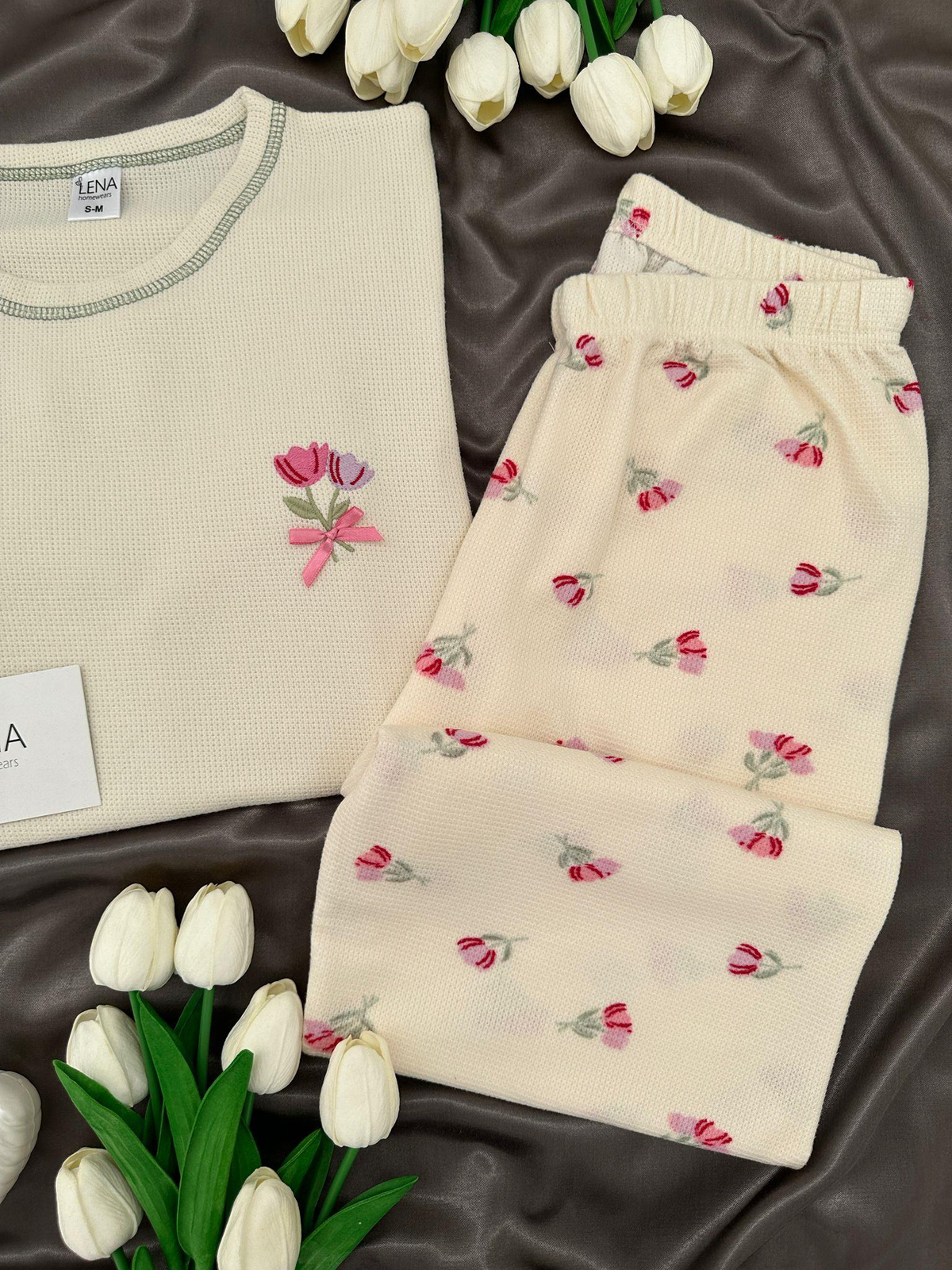 Lale Devri Waflle Pijama Takım 