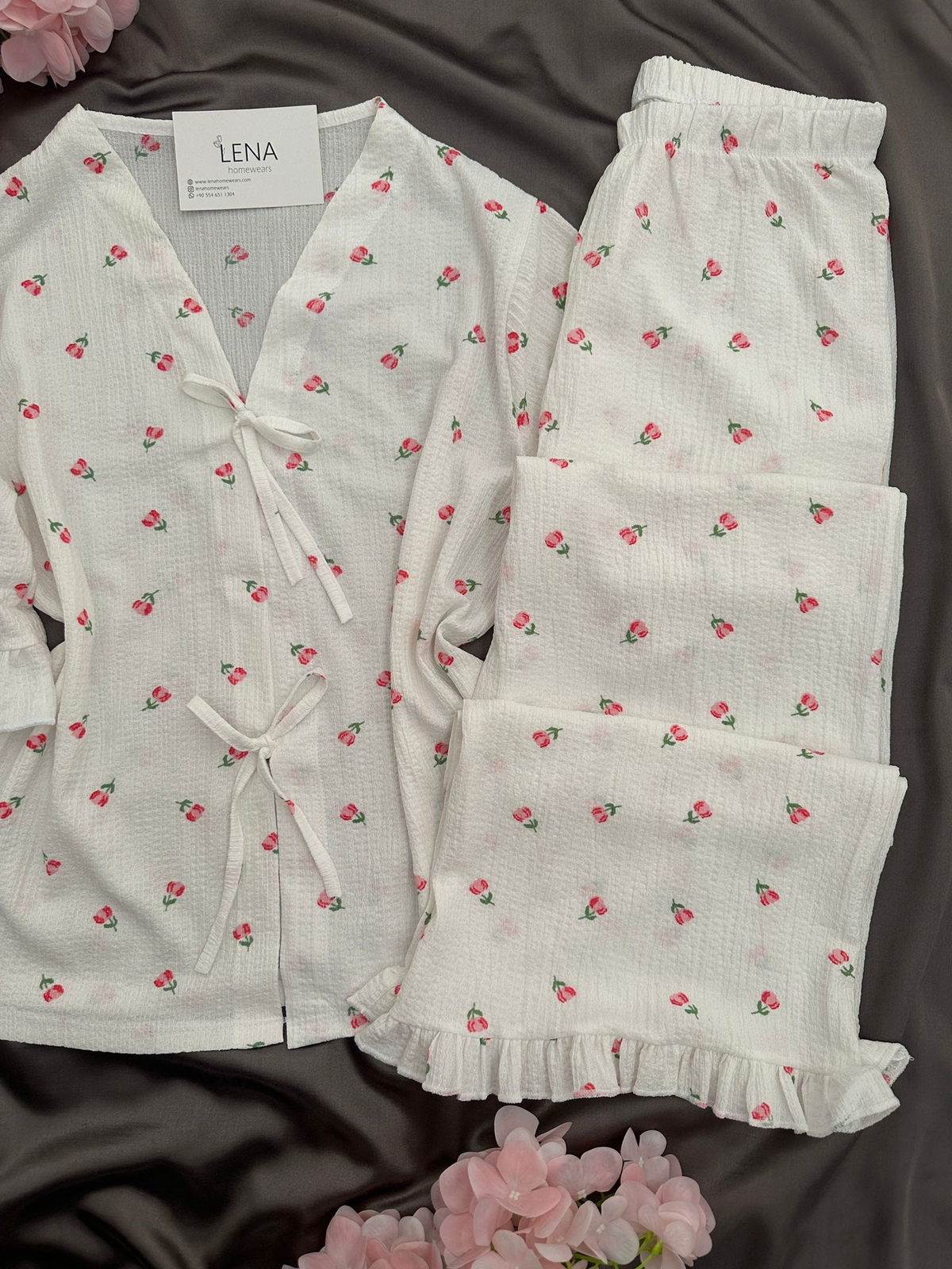 Laris Pembe Lale Bürümcük Pijama Takımı