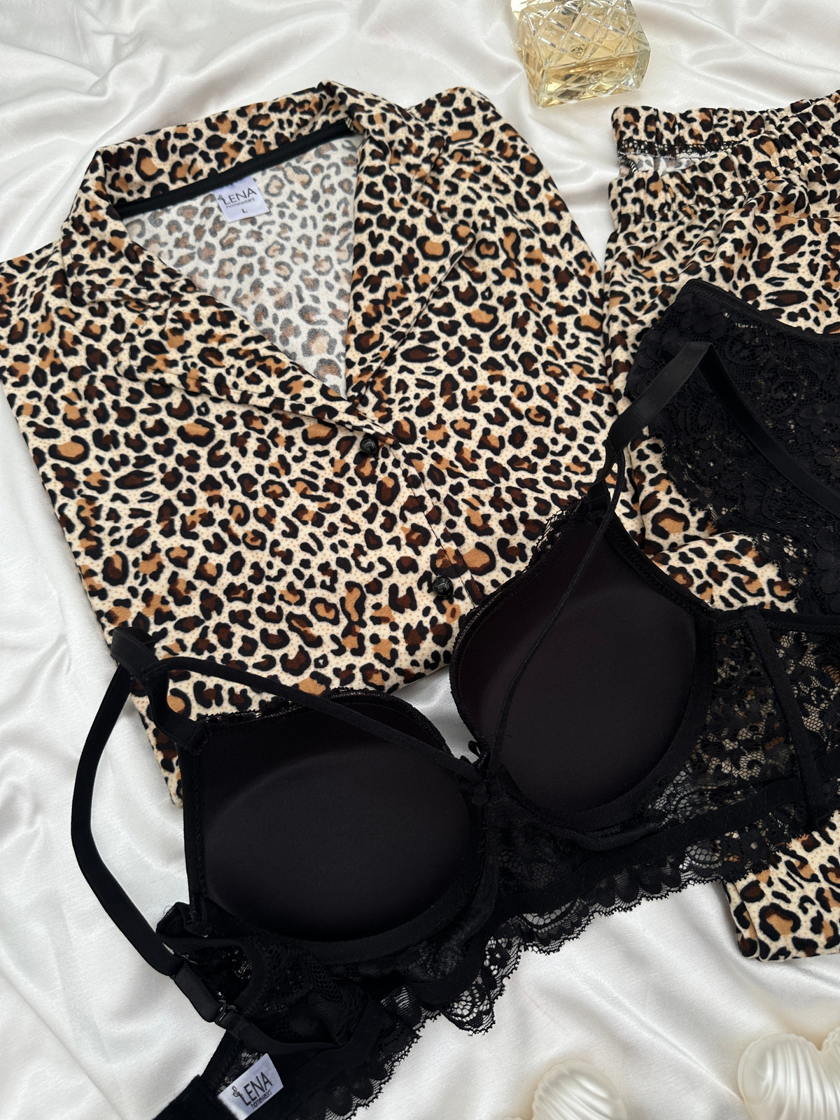 Leopar Desenli 4'lü Termosoft Pijama Takımı