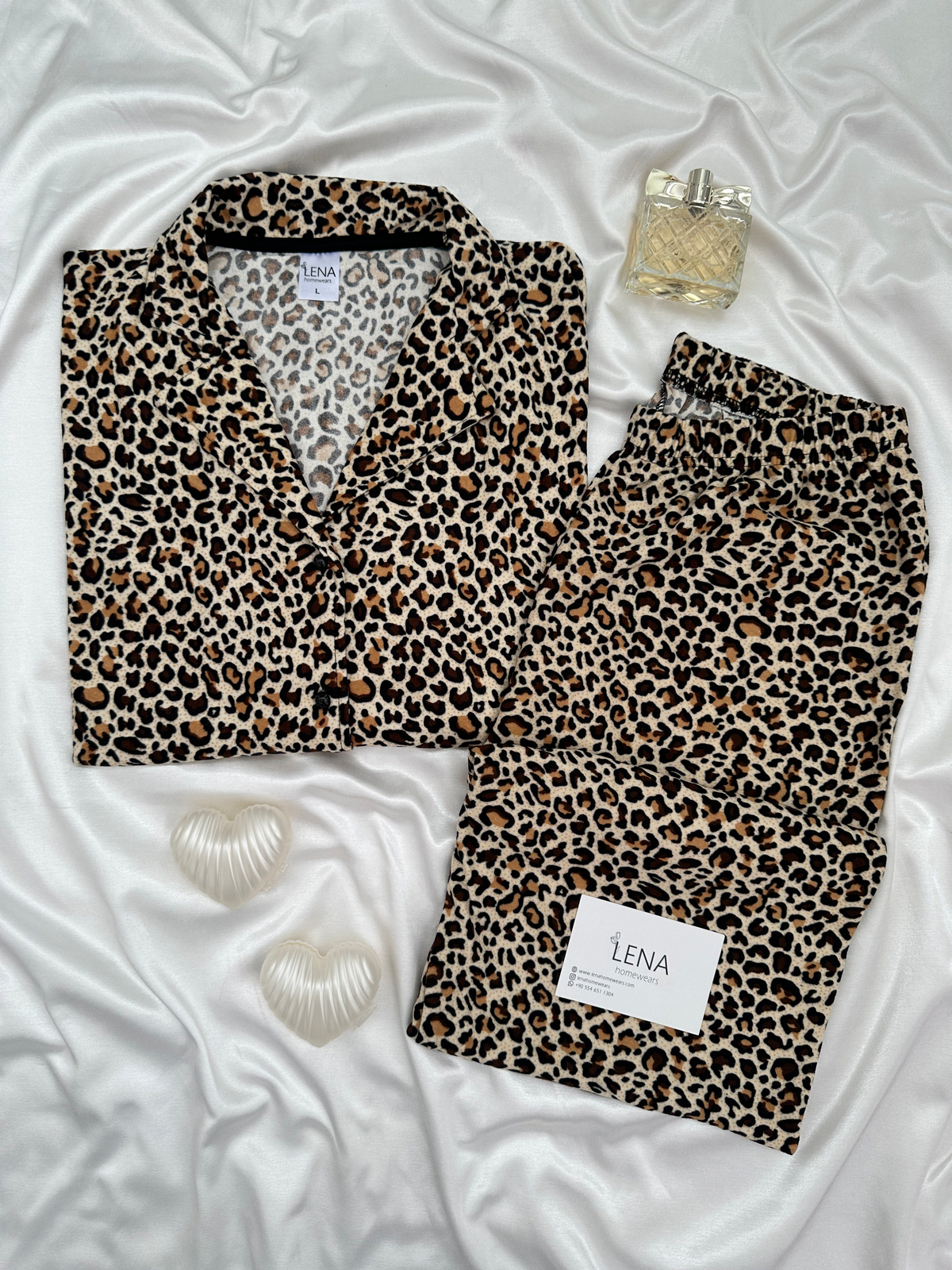 Leopar Desenli Termosoft Pijama Takımı