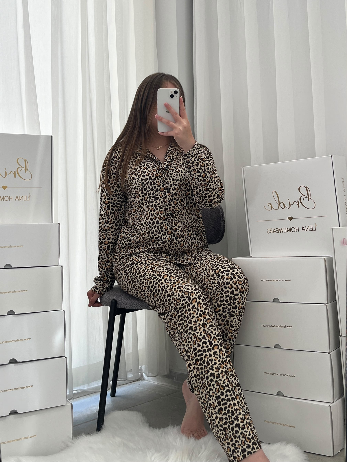 Leopar Desenli Termosoft Pijama Takımı