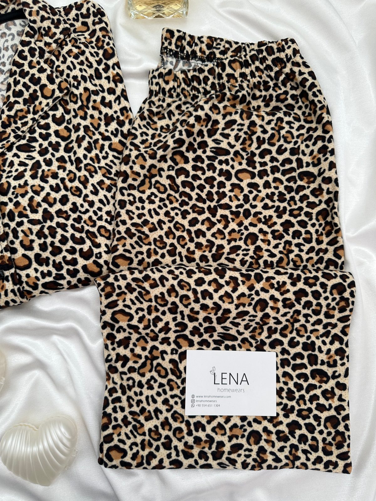 Leopar Desenli Termosoft Pijama Takımı